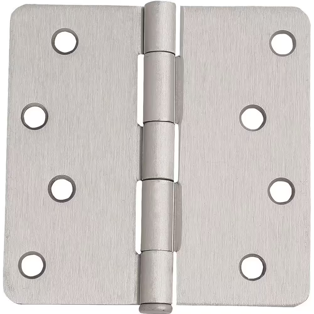 4 In. X 1/4 In. Radius Satin Nickel Door Hinge Value Pack (3 per Pack)