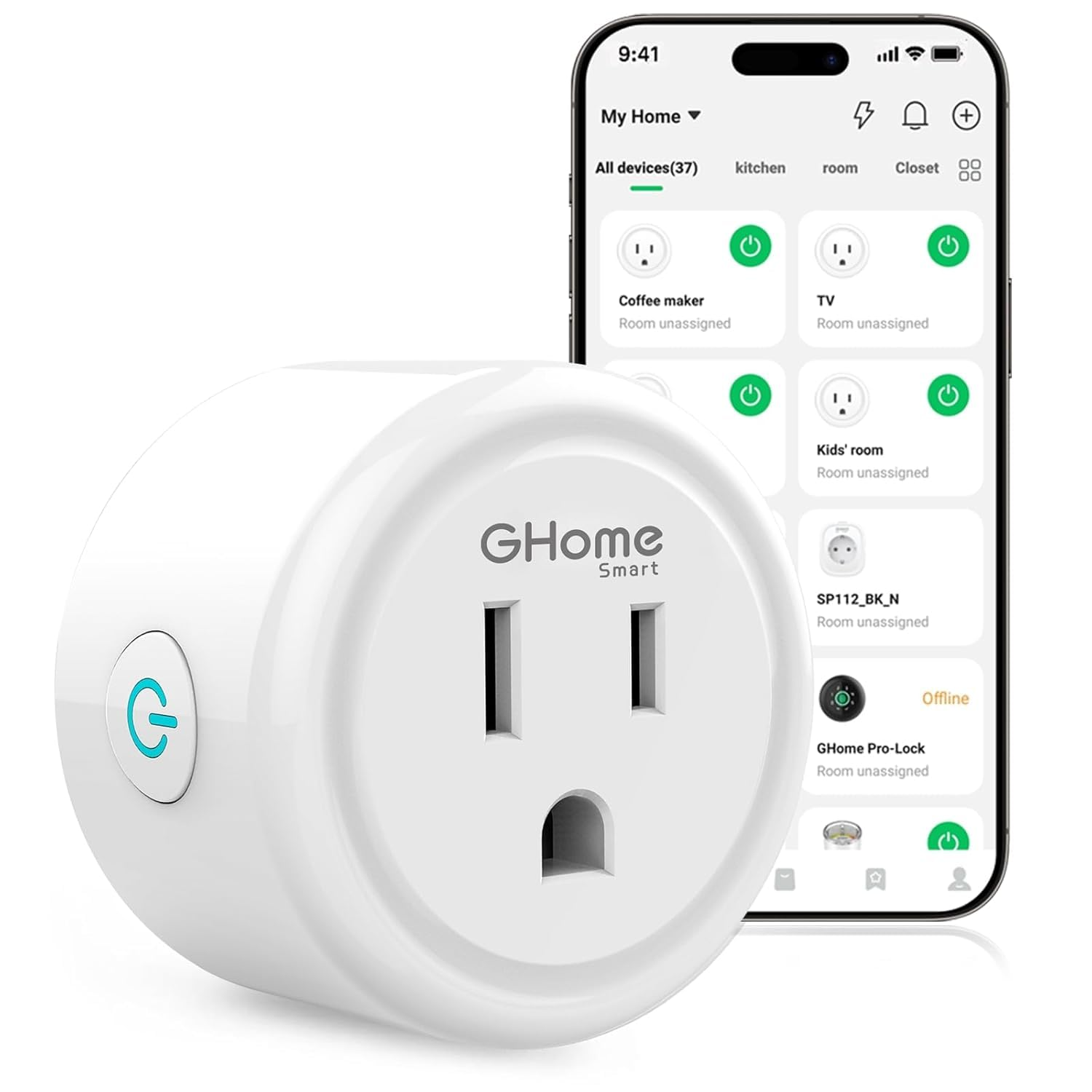 Plug, Wifi Smart Plugs Work with Alexa and Google Home, Smart Outlet Timer with APP Remote Control, 2.4Ghz Wi-Fi Only, No Hub Required, ETL FCC Listed, White
