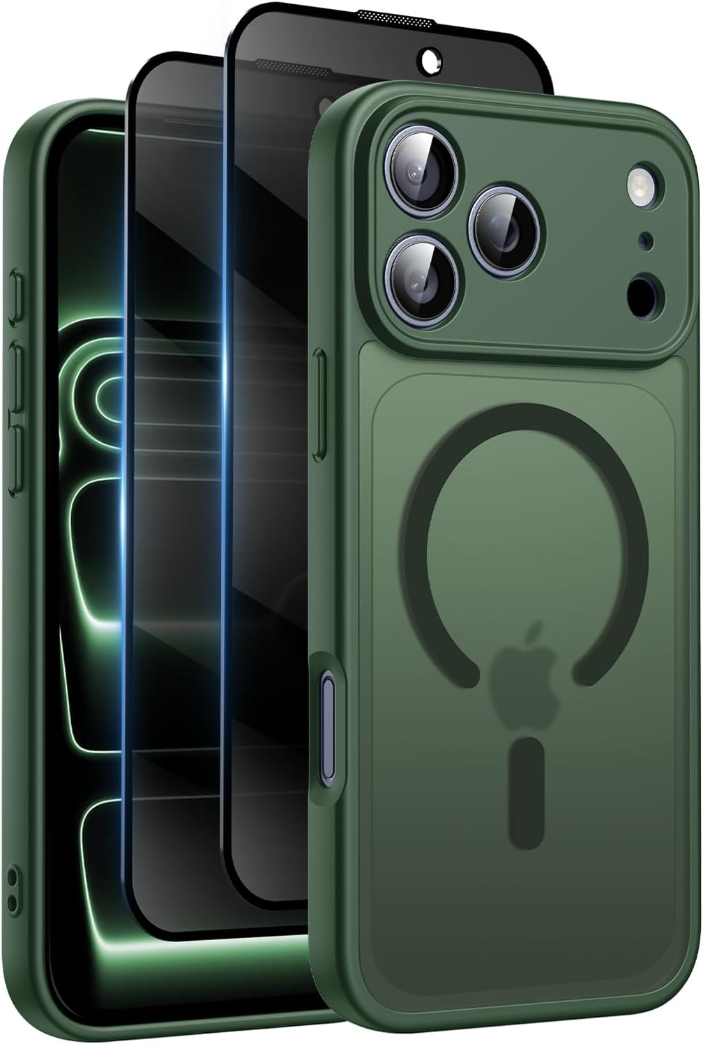for iPhone 17 Pro Max Case, Privacy Screen Protectors X2, Green