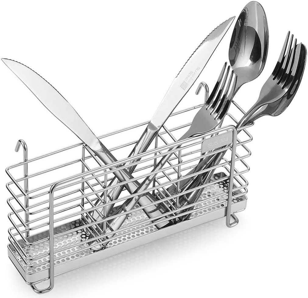 KESOL Sturdy 304 Stainless Steel Utensil Drying Rack Basket Holder with Hooks...