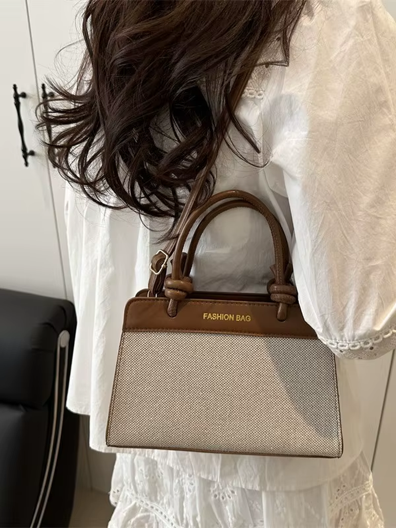 ZPB2874 High Quality Women'S PU Leather Canvas Handbag Large Capacity Sling Shoulder Bag Durable Polyester Lining Stylish