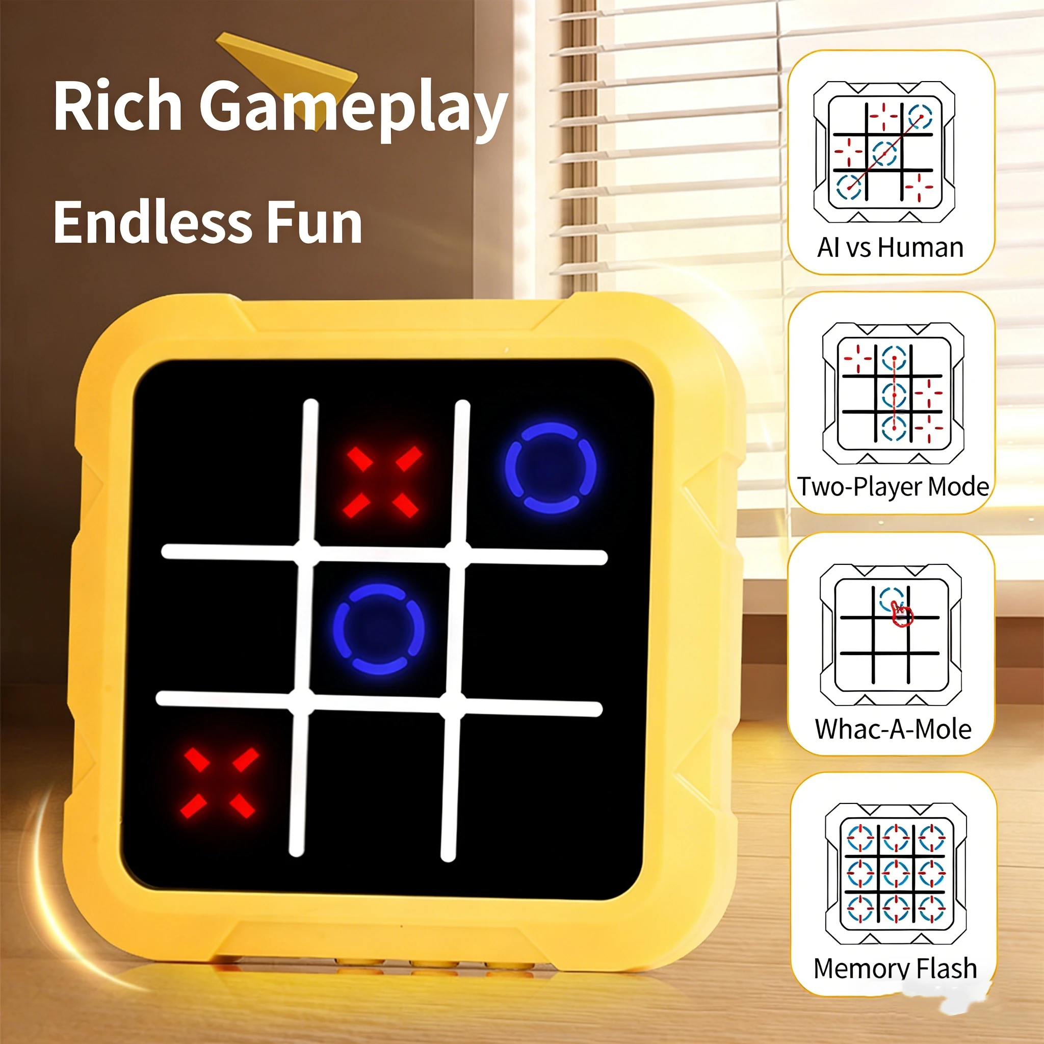 Electronic Tic Tac Toe Chessboard Kids Educational Strategy Brain Game Toy Set