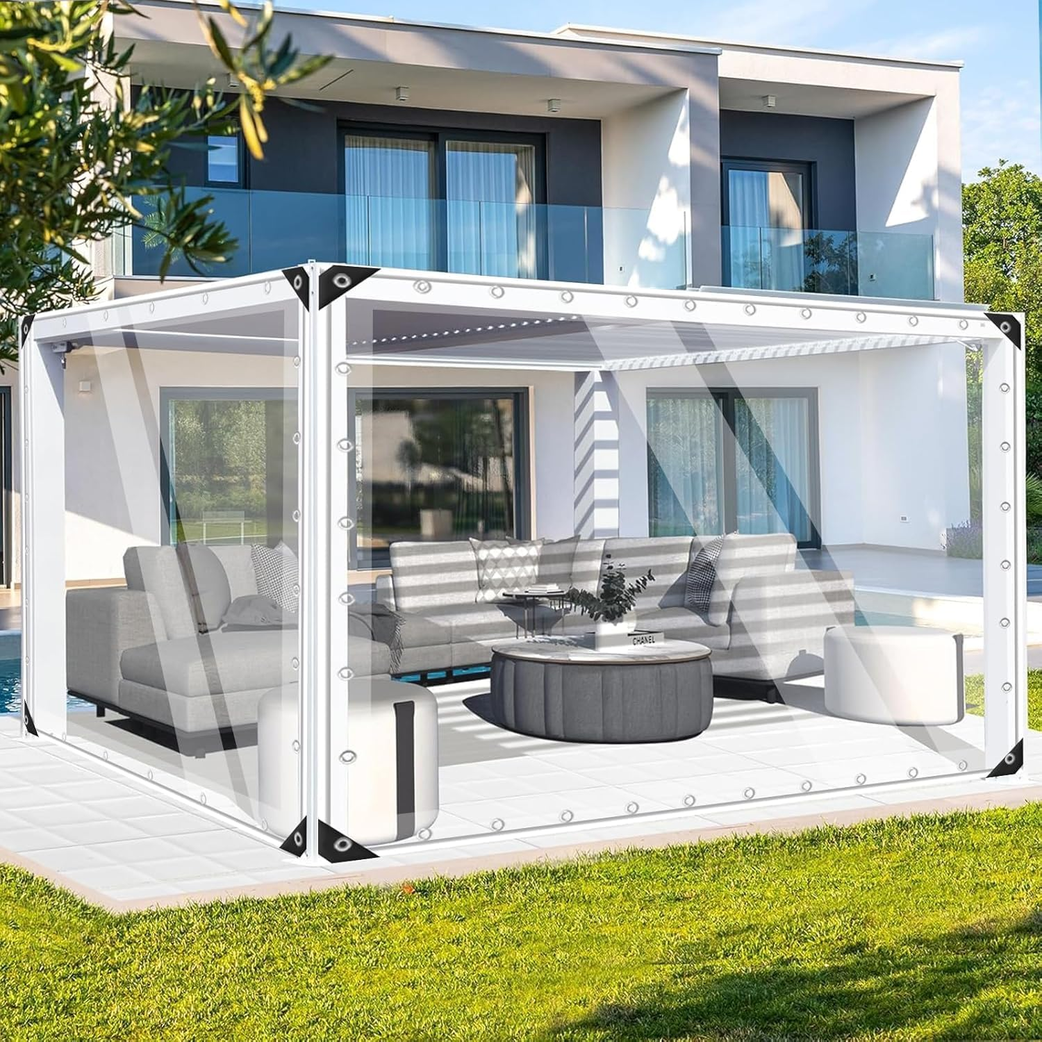 Foundgo Clear Tarps Heavy Duty PVC Vinyl 20 Mil Thick Tarpaulin, Glass Tarpaulin 8' X 16' with Metal Grommets,Protects against Water, Uv-Ray, Tear, Cold Weather Resistan for Greenhouse Balcony Garden