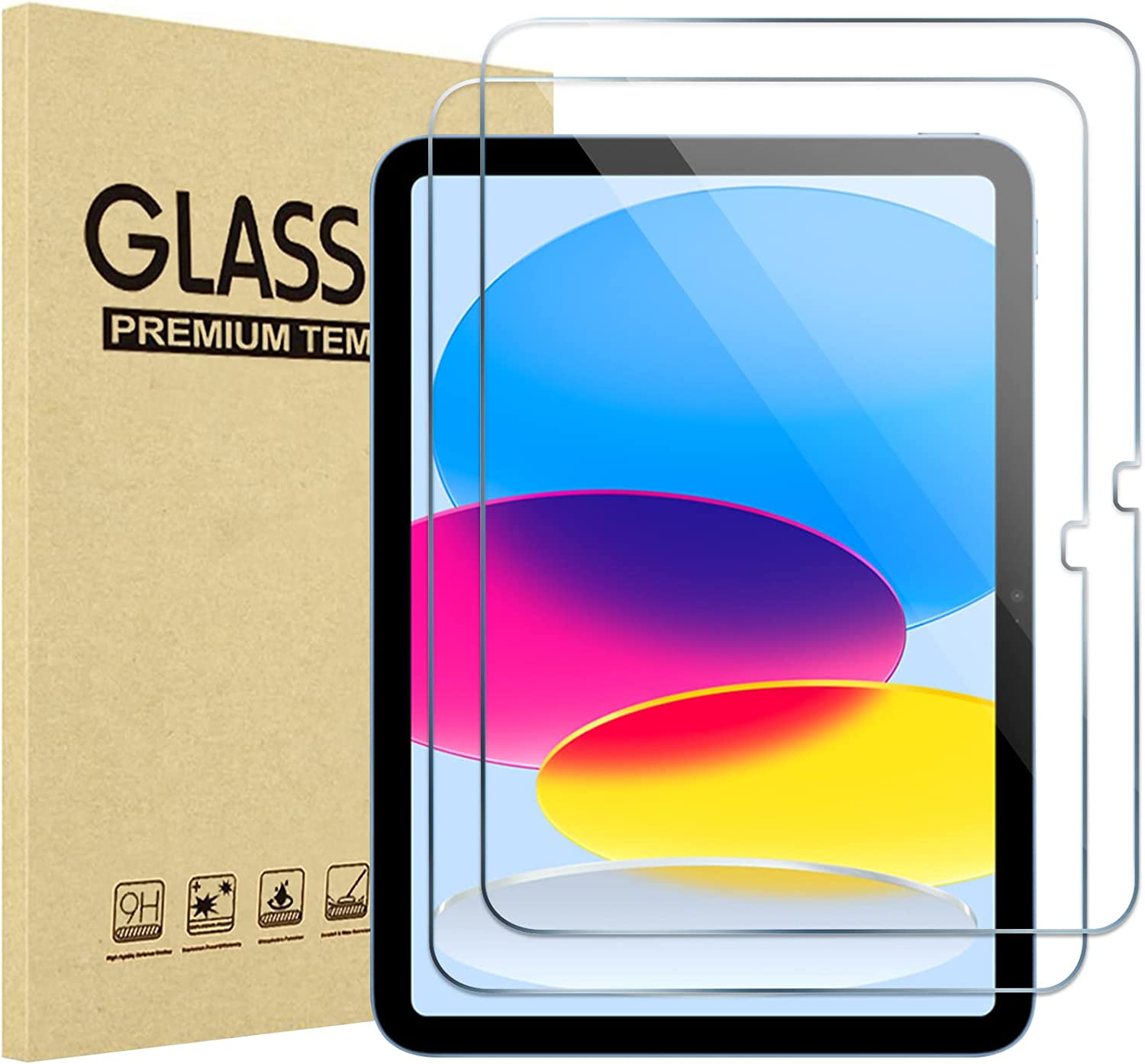 Procase 2 Pack Ipad 10.9 10Th Generation 2022 Screen Protector A2696/A2757/A2777, Tempered Glass Film Guard for Ipad 10Th Gen 10.9