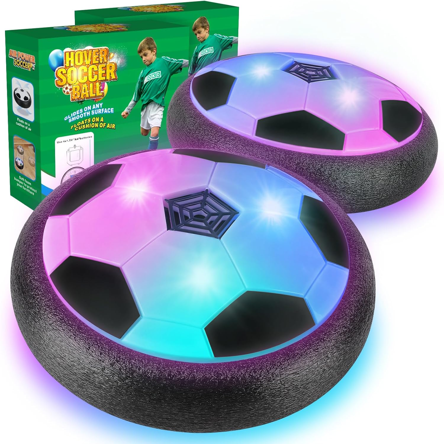 Pack Hover Soccer Ball with Pcs Batteries, Air Floating Soccer Toy with  LED