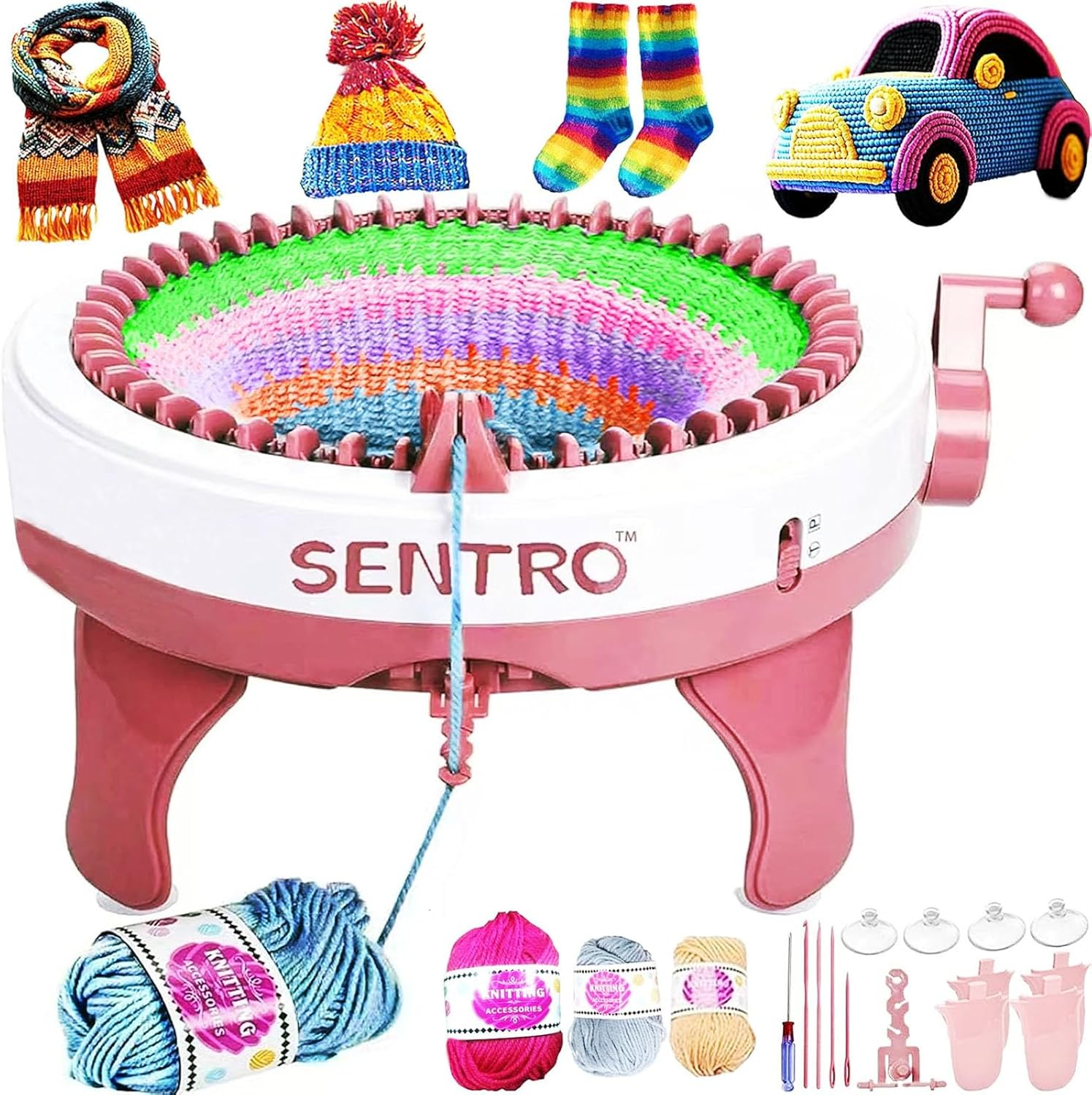 SENTRO 40 Needles Knitting Machine, Smart Automatic Knitting Machine for Adults and Beginners, Circular Weaving Crochet Knitting Loom Machine Kit for Hat,Sock,Scarf,Gloves,Sweater