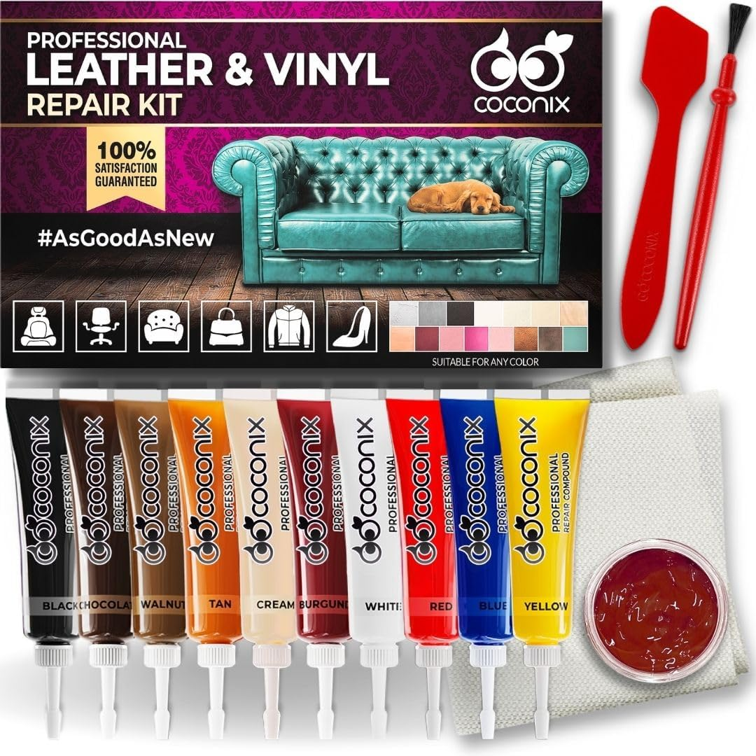 COCONIX Leather & Vinyl Repair Kit | Fix Tears, Holes, Scratches, and Peeling 