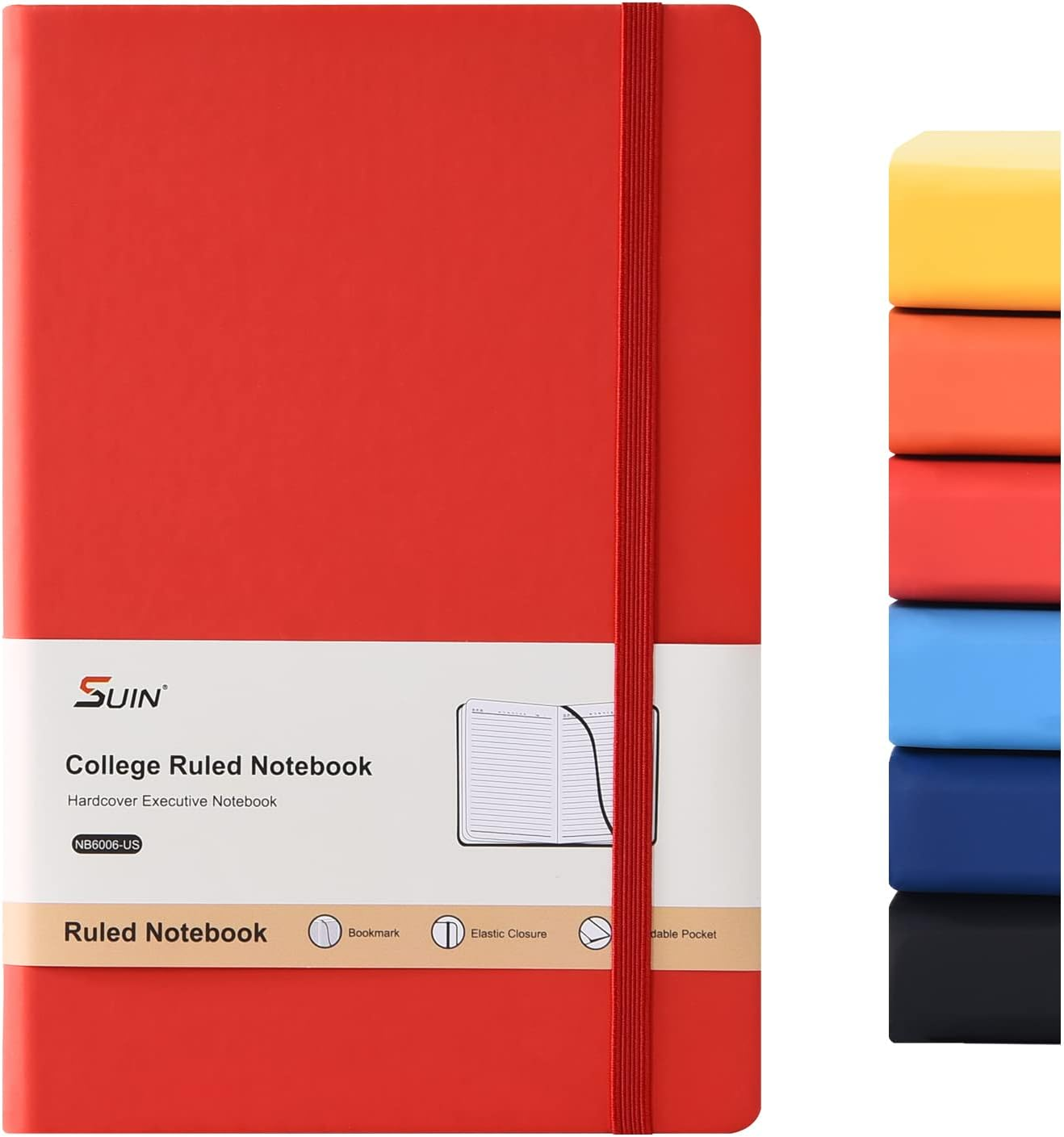 Hardcover-Journal-Notebooks, A5 Lined Journals Notebook for Writing 200 Pages, 8.2 x 5.5 inch, Classic Ruled Notebooks for Work/Travel/College (Red- 1 Pack)
