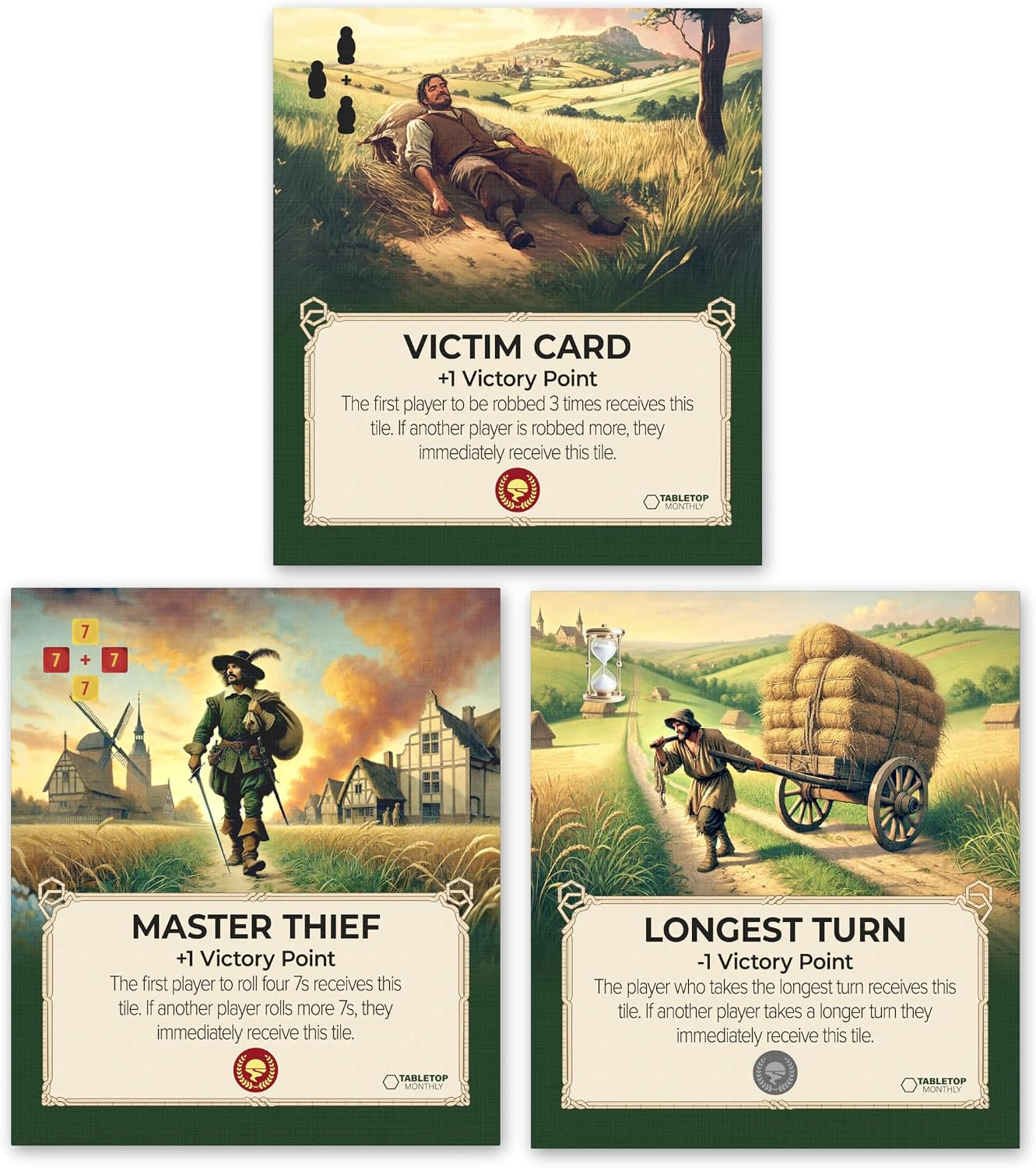Tarjetas De Victima Turno Mas Largo Y Maestro Ladron Para Catan 6th Edicion