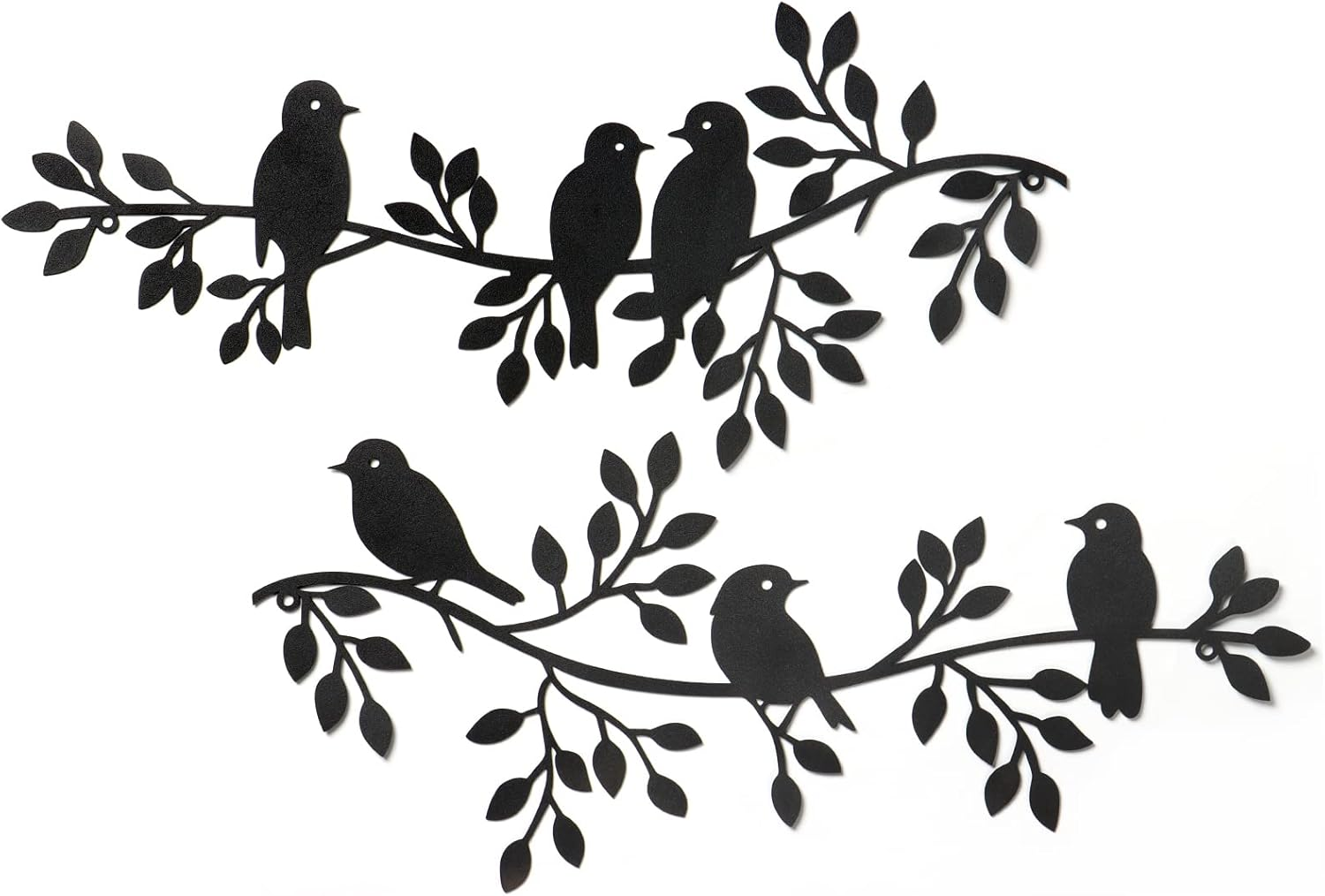 Metal Birds Wall Decor Art Leaves 6 Birds on Vine Olive Branch Iron Sculpture...