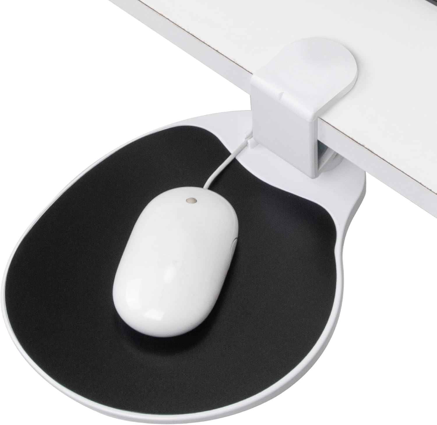 Clamp on Mouse Platform, Clip on Pad Rotating 360 Degree, Ergonomic Mouse Tray Attachment, Mouse Pad, Slide Out Tray, Suitable for 1.5