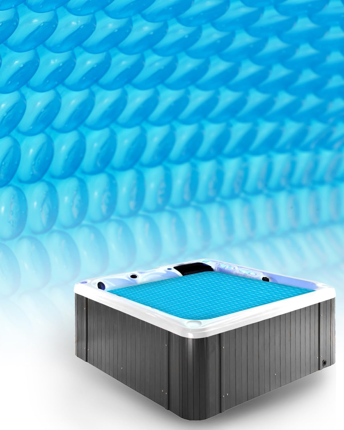 Hot Tub Bubble Cover 16-Mil 7 X 7 FT for Square Spa Pool, Solar Cover Insulation Blanket, Floating Spa Cover for Outdoor and Energy Efficiency