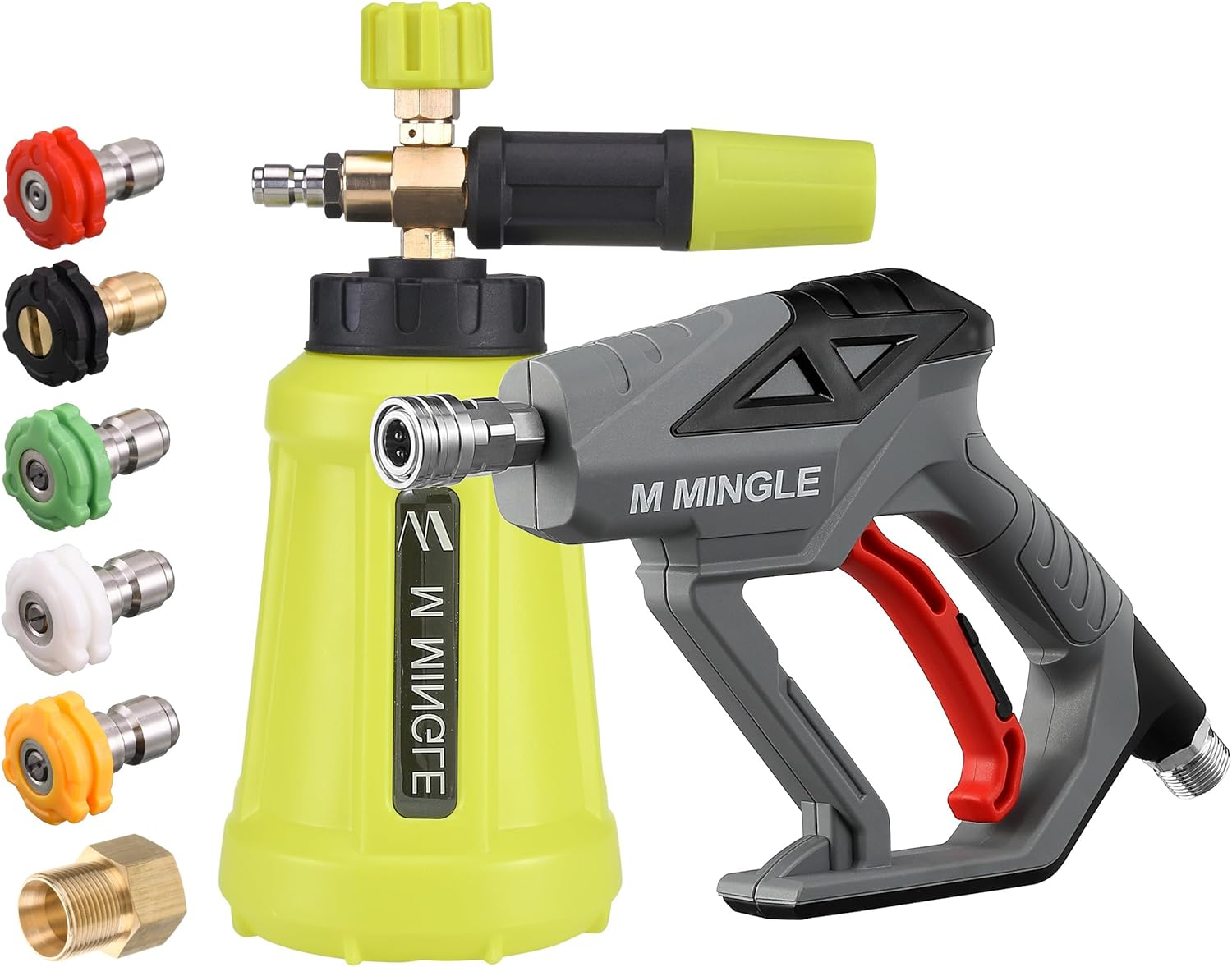 M MINGLE High Pressure Washer Gun Snow Foam Lance, 4000 PSI Cannon Foam Blaster Power Washer with 1/4
