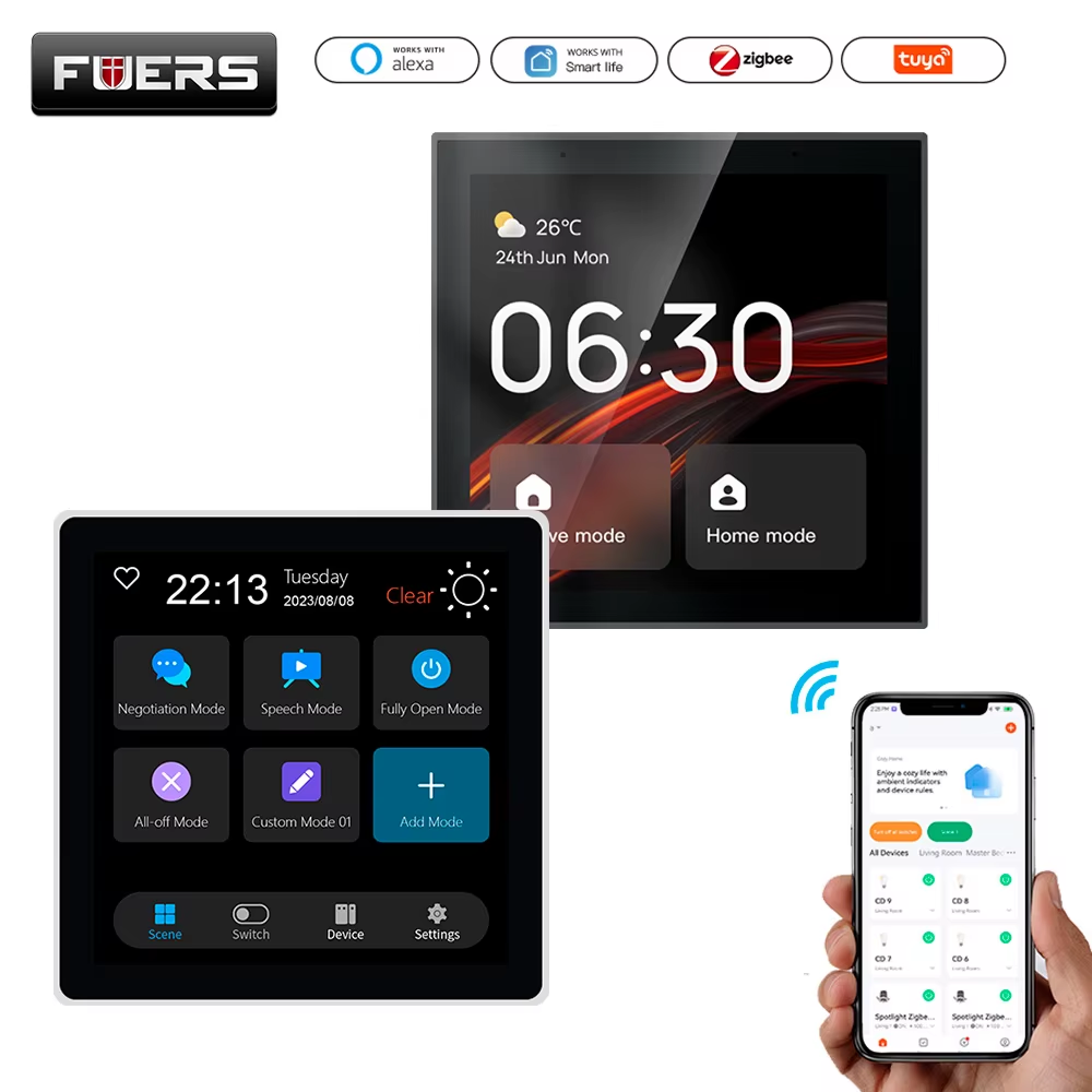 FUERS T3E T1E Smart Control Panel Switch Smart Home Automation System Tuya Switch Scene Panel Intelligent Touch Screen Zigbee
