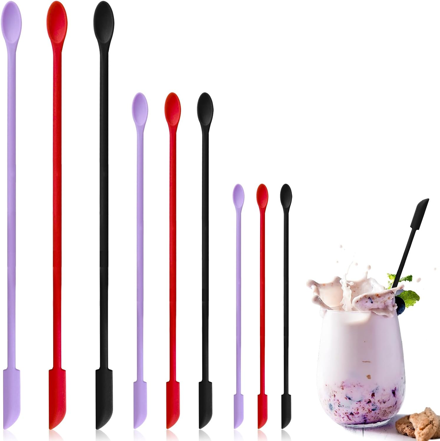 9 Pcs Mini Makeup Spatula Reusable Beauty Spatula Small Silicone Spatulas Cosmetic Beauty Tiny Spatulas for Skinny Opening Jars Thin Lotion Bottles Kitchen
