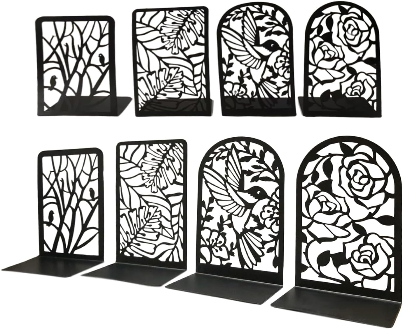 Decorative Bookends for Shelves Metal Book Holder for Home 4 Pairs