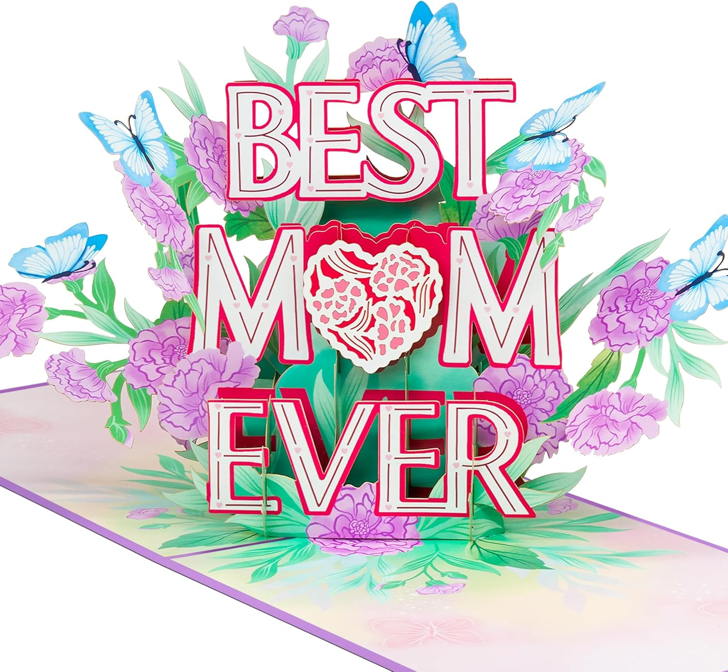 Best Mom Ever Pop up Cards, Carnations, 3D Greeting Cards, Gift for Birthday, Mothers Day, Anniversary, Valentines Day, Mom, Stepmom, Mother in Law, 5X7 - Includes Envelope and Message Note