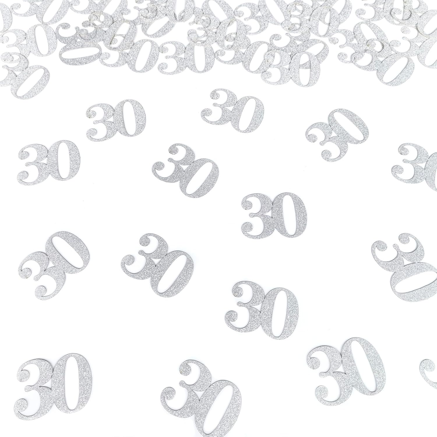 30Th Happy Birthday Confetti Decorations - Number 30 Silver Glitter Table Confetti for 30Th Birthday, 30Th Anniversary Wedding Party Supplies