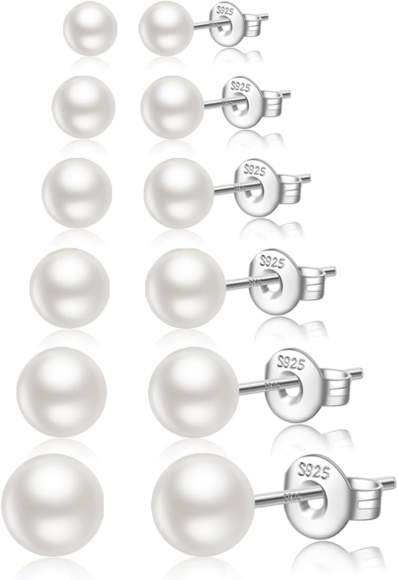 Aretes de Plata 925 para Mujer Perla Zirconia Multiples Perforaciones Kit New