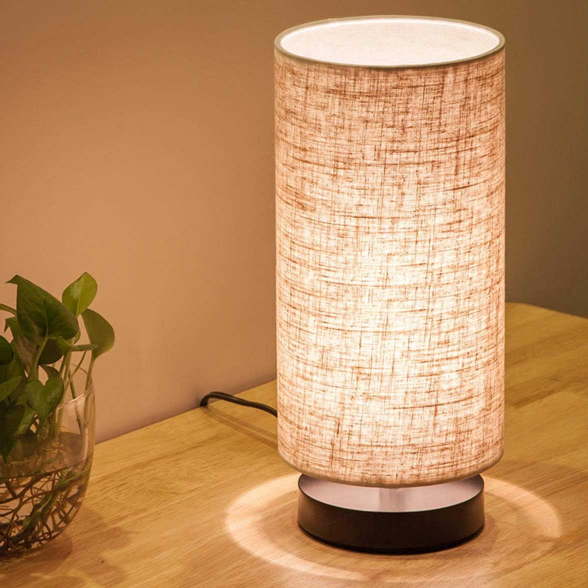 Elegant Fabric and Wood Table Lamp for Bedroom, Office, and Living Room