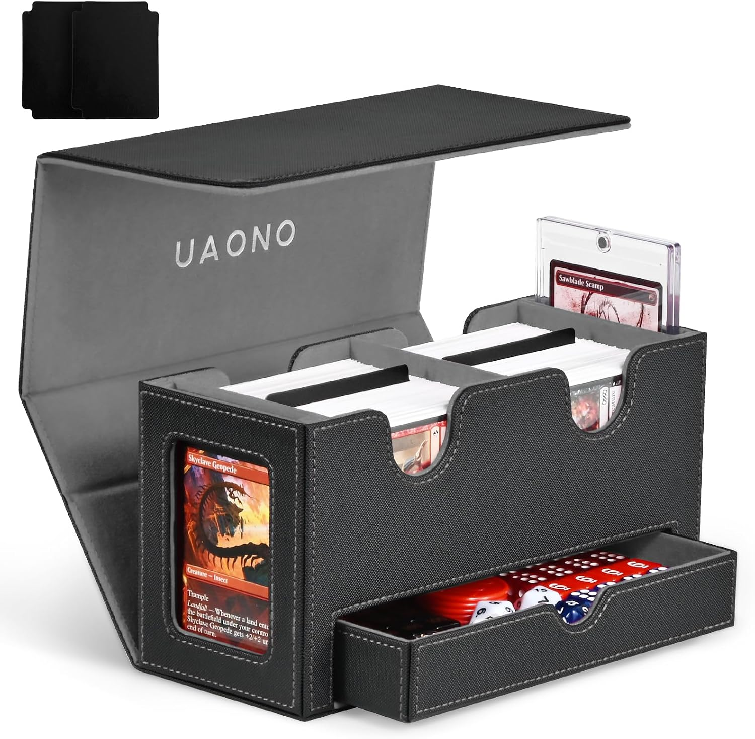 3-in-1 Commander Deck Box Card Storage Case 400+ Cards Black Gray