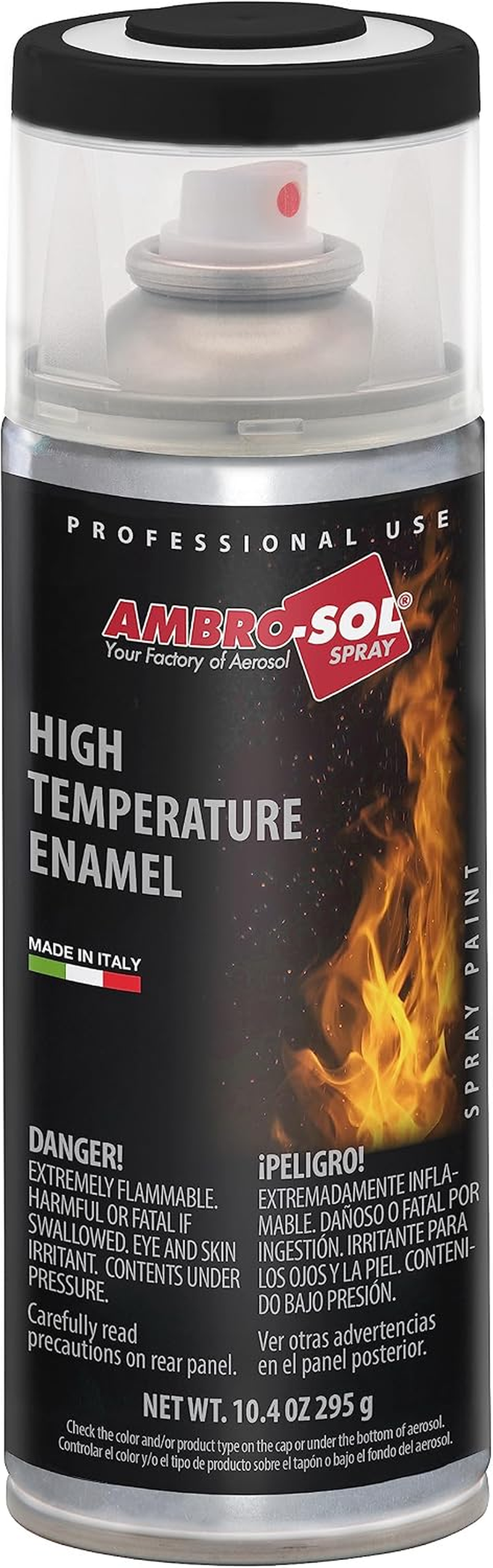 Ambro-Sol V400TEMP1 Vernis/Peinture Haute Température, Permet De Renouveler Les Surfaces Normalement Soumises À Hautes Températures, Aérosol En Fer-Blanc Recyclable 400 Ml, Noir Mat
