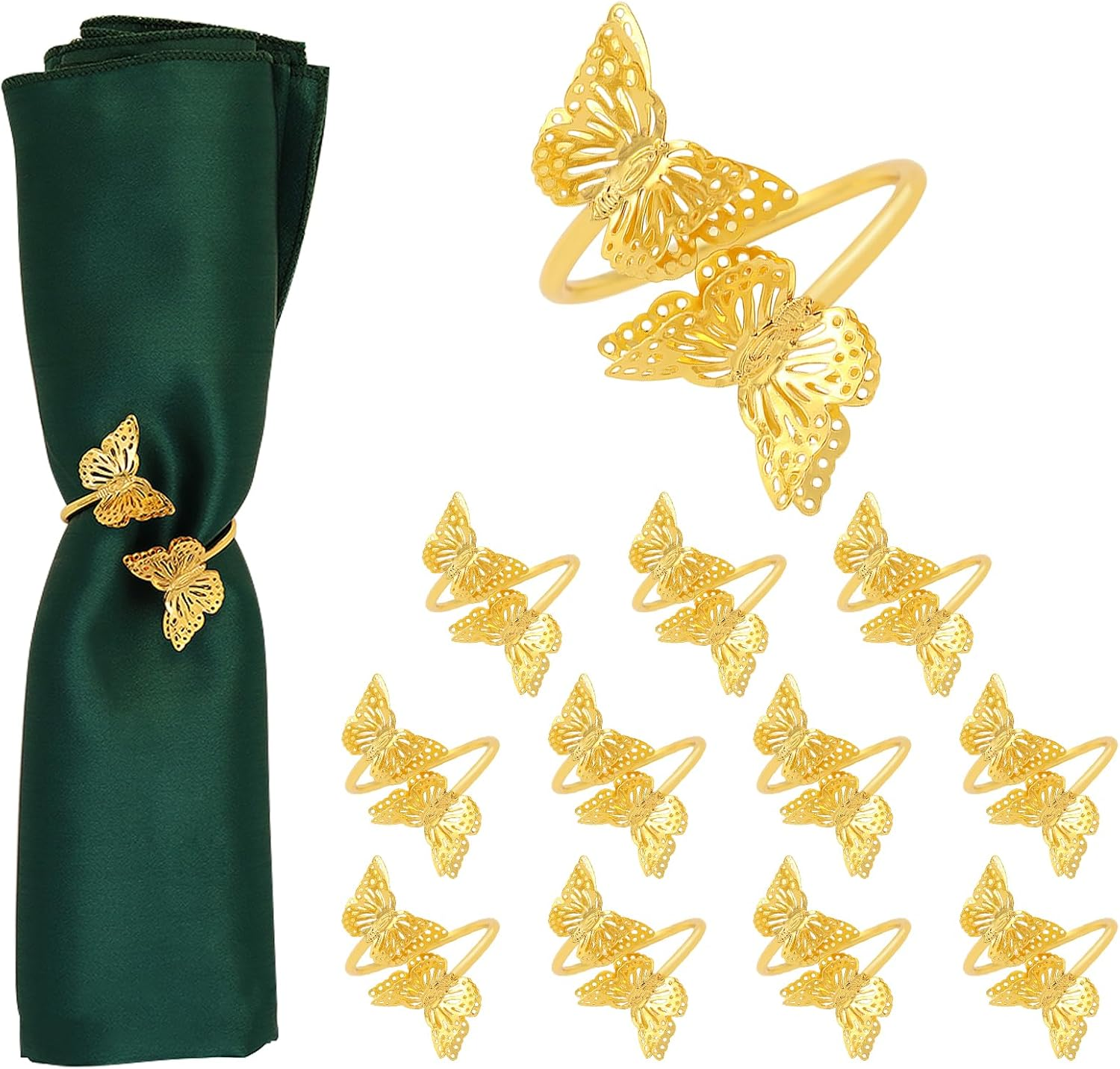 Gold Napkin Ringspc, Butterfly Napkin Ring Easy to Use, Metal 12 Gold Butterfly