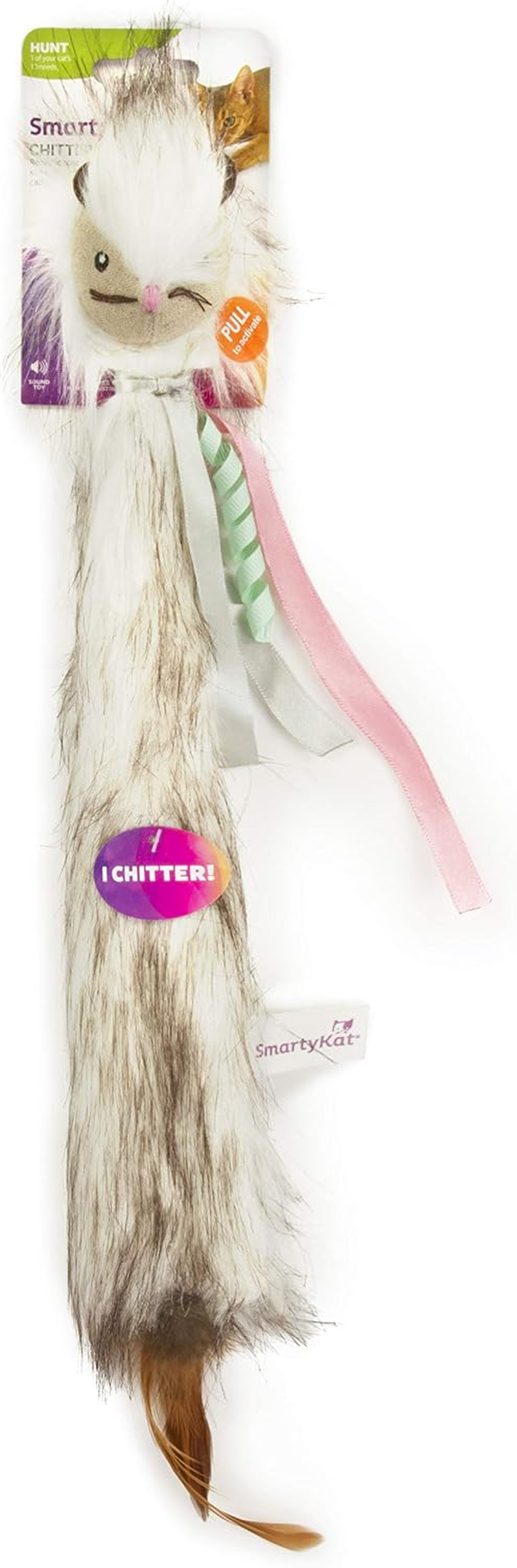 Chitter Critter Squirrel Electronic Sound Plush Kicker Cat Toy, Battery Powered - Gray, One Size
