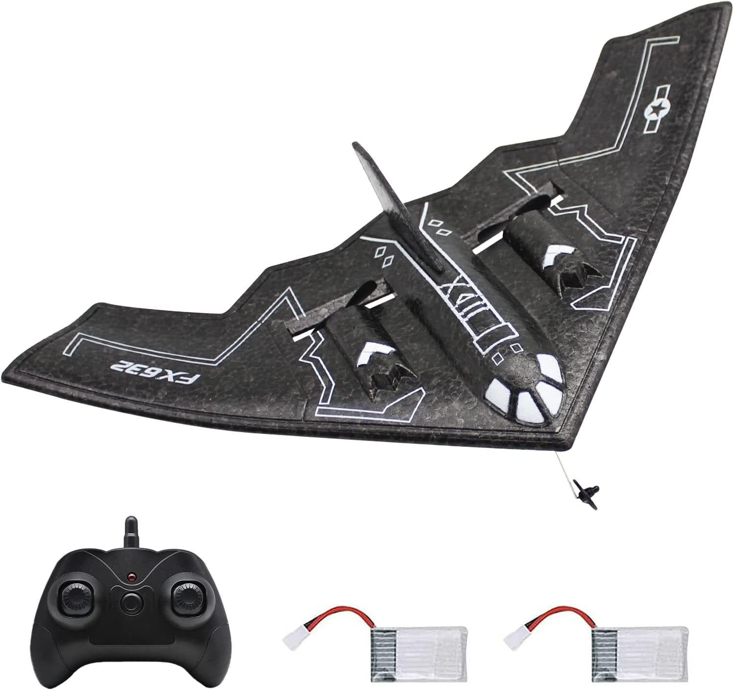 Fisca RC Airplane Remote Control B-2 Spirit Stealth Bomber Plane, 2.4Ghz 2CH Foam Drone Ready to Fly Aircraft Toy for Kids and Adults