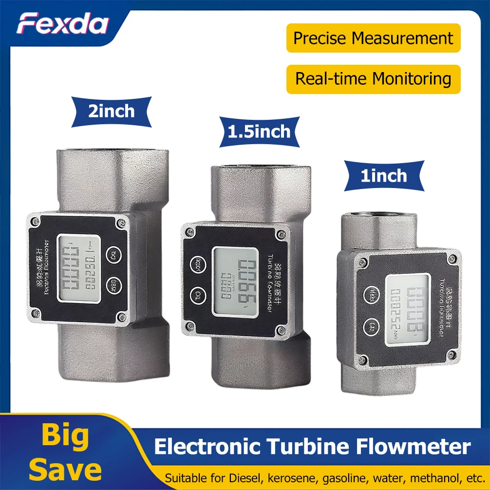 1inch/1.5inch/2inch Electronic Liquid Flow Meter High Precision Stainless Steel Turbine Flowmeter for Water Diesel Petrol Fuel