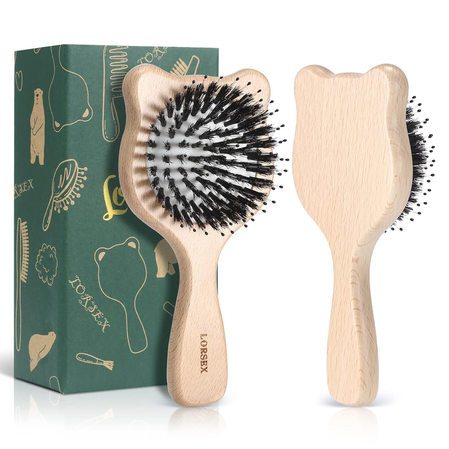 Hair Brush, Boar Bristle & Nylon Hair Brush Mini Travel Hair Brushes for Women Kids, Small Hair Brush for All Types Hair (Natural)