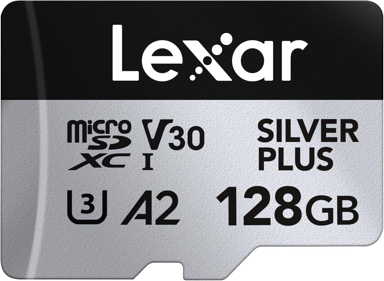 Lexar Silver plus 128GB Micro SD Card up to 205 Mb/S, Microsdxc UHS-I Flash Memory Card with Adapter, C10, U3, A2, V30, Full HD, 4K UHD, High Speed TF Card for Drone, Action Camera, Handheld Consoles