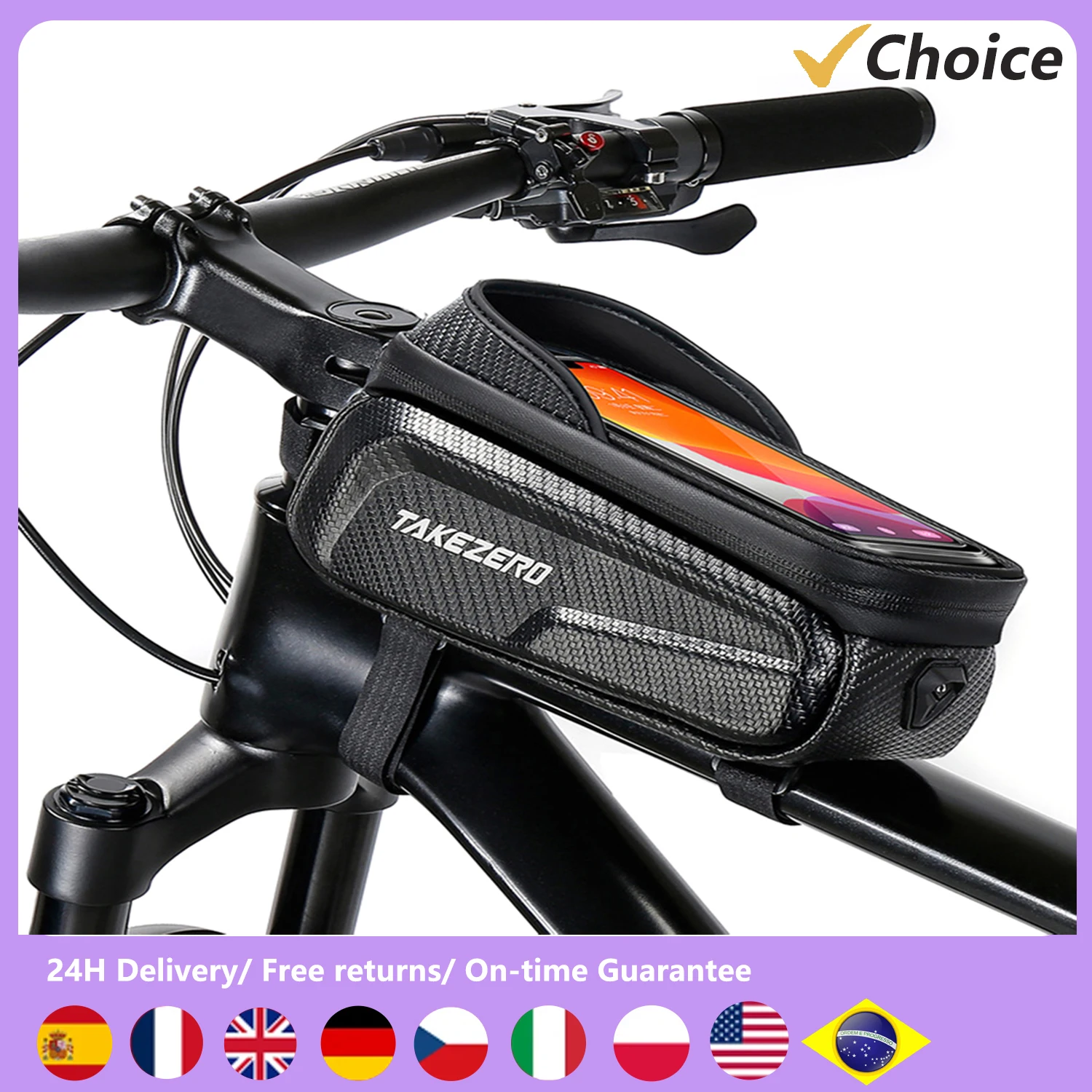 Waterproof Bicycle Phone Mount Bags Front Frame Top Tube Bag with Touchscreen Holder Case Cycling Bike Tool Storage Bag Pack