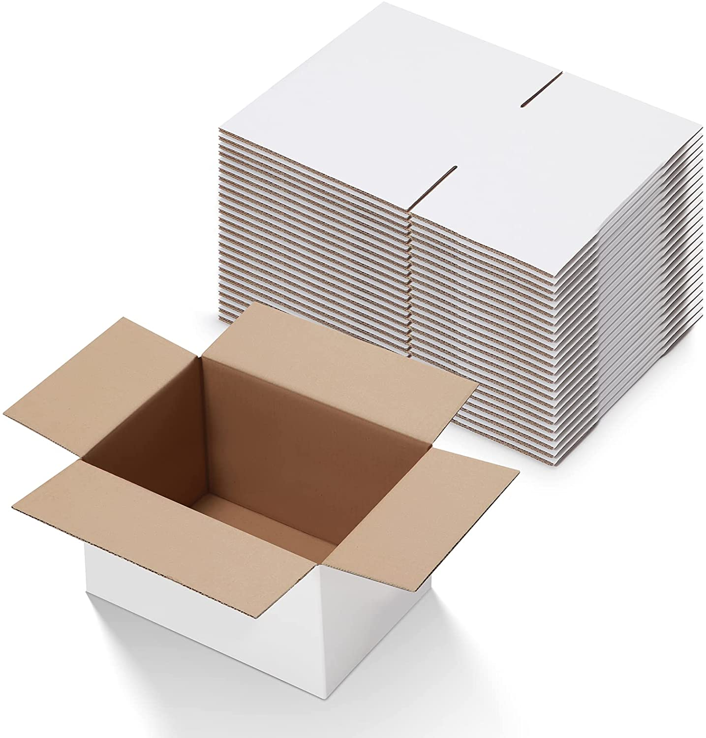 10X7X5 Inches Shipping Boxes Set of 25, White Corrugated Cardboard Box for Mailing Small Business Packing Gifts
