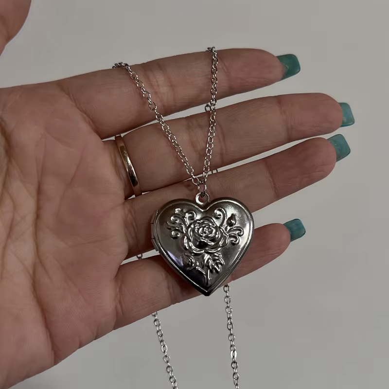 Romantic Heart Locket Pendant Openable Charm Necklace for Women Men Jewelry Gift