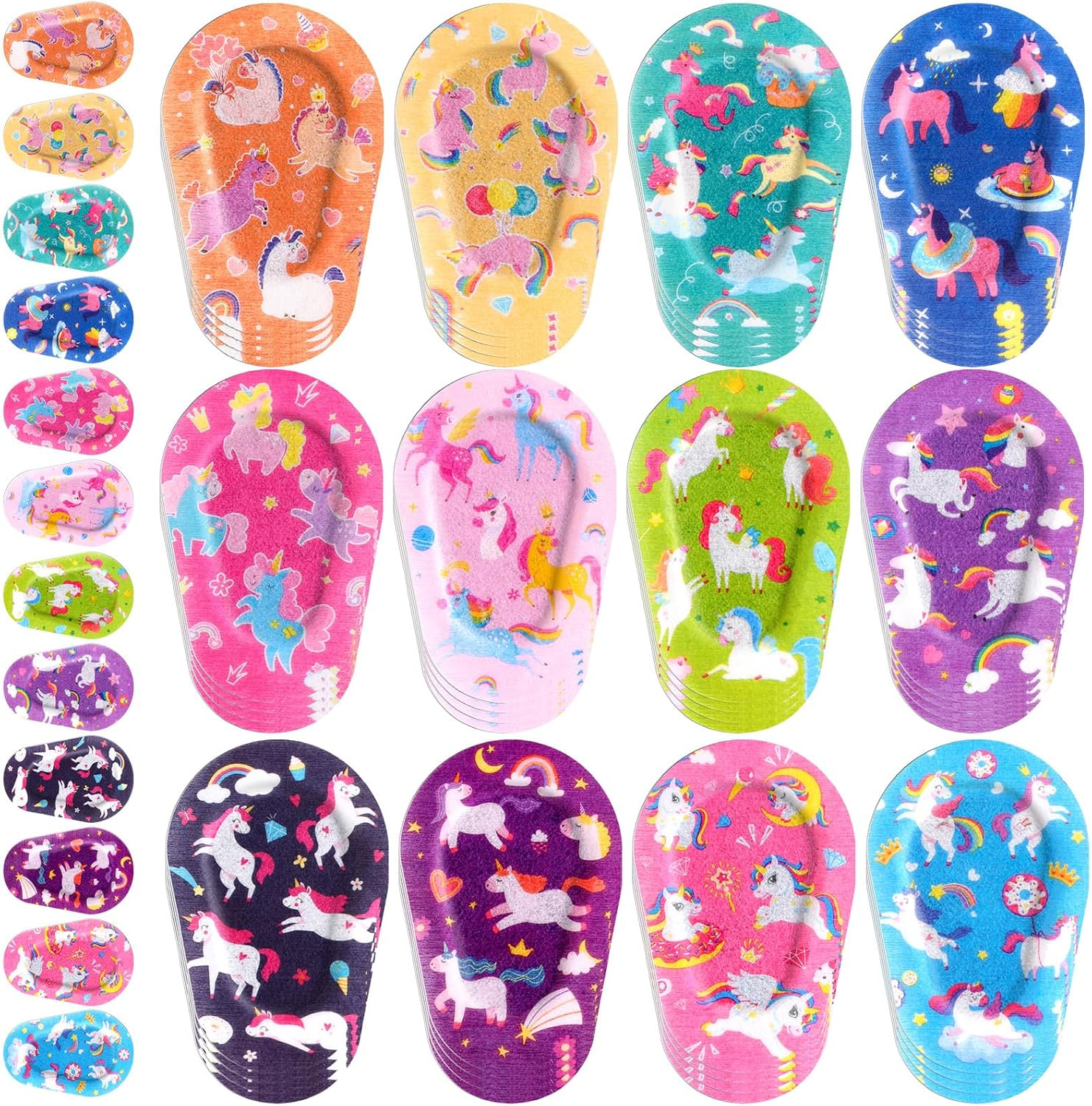 60 Pcs Adhesive Eye Patches for Kids Girls Unicorn Patterns Toddler Eye Patches Bulk Breathable Material, Light Blocking Cotton Colorful and Fun Design Adhesive Bandages for Girl, 12 Styles