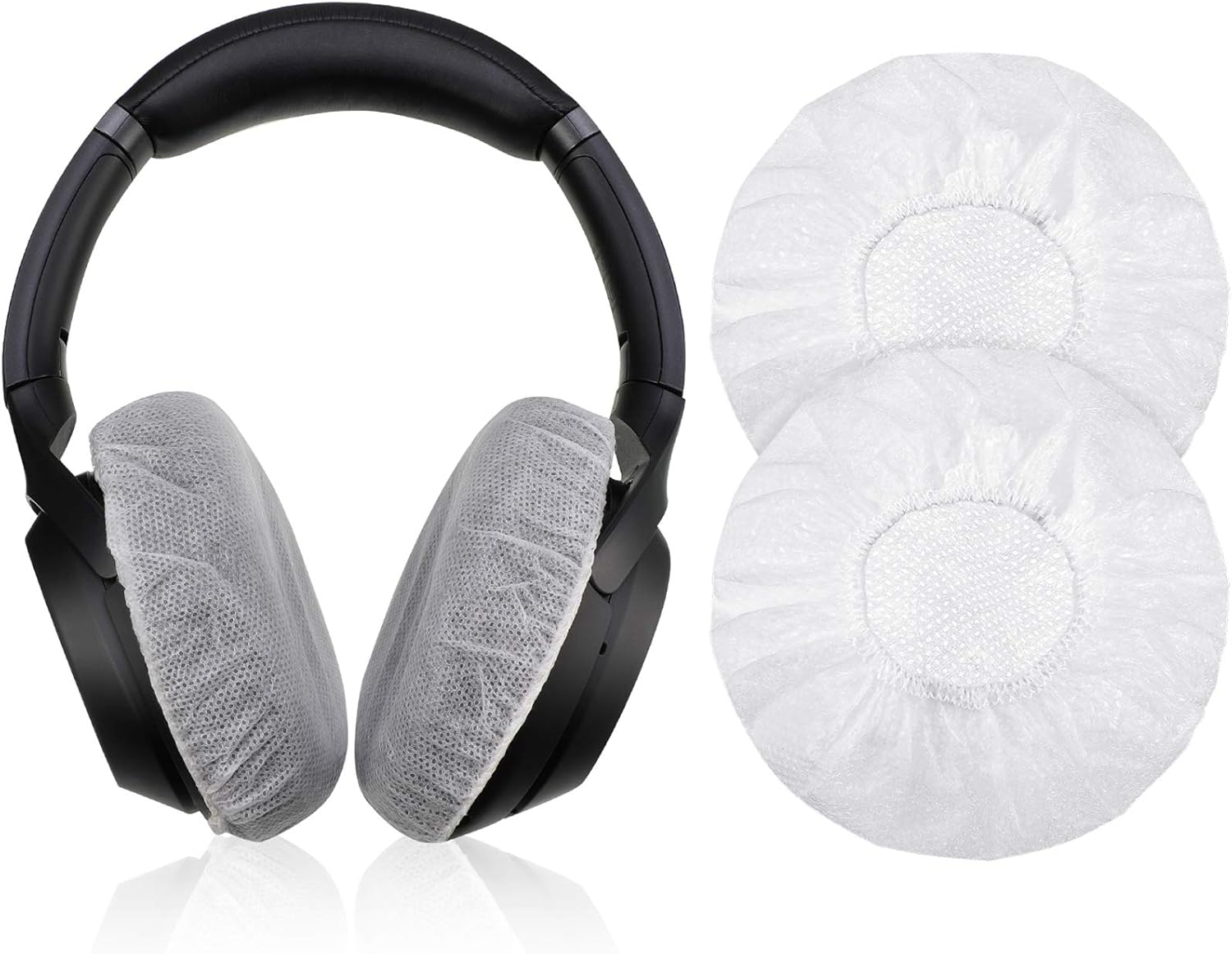 100 Pieces Headphone Ear Covers Disposable Earphone Sanitary Non-Woven Stretch Earpad Covers Fit for Most on Ear Headphones(8.5 Cm,White)