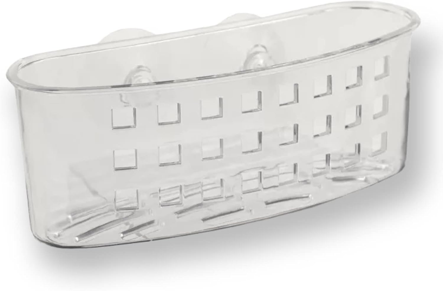 Kitchen Sink Caddy Dish Soap Scrubber Sponge Holder Basket with Suction Cups - Clear (1 Pack)