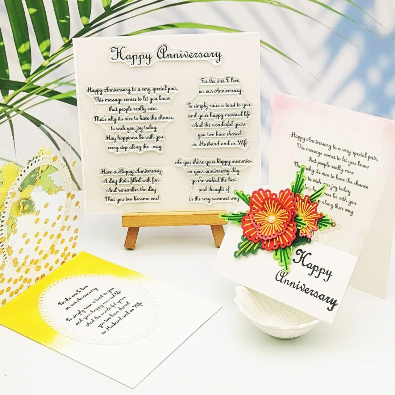 Alinacutle Happy Anniversary Greetings Sentiments Clear Stamps for Card Making Scrapbooking Paper Craft