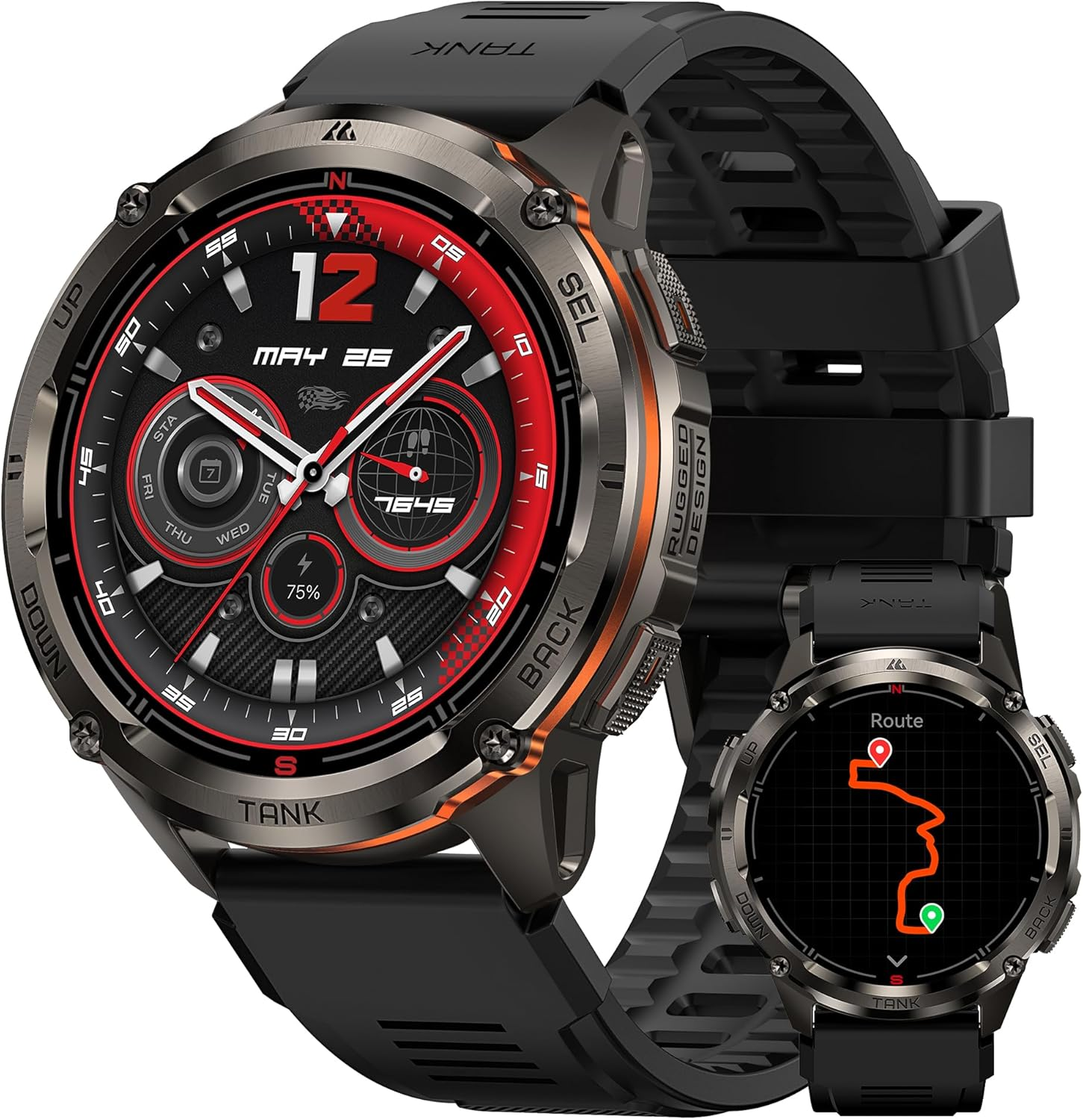 KOSPET Tank T3 Ultra 2 Smart Watch for Men GPS, Extra-Long Battery, Full Stainless Steel Body Rugged Smartwatch with Bluetooth Calling, 1.43