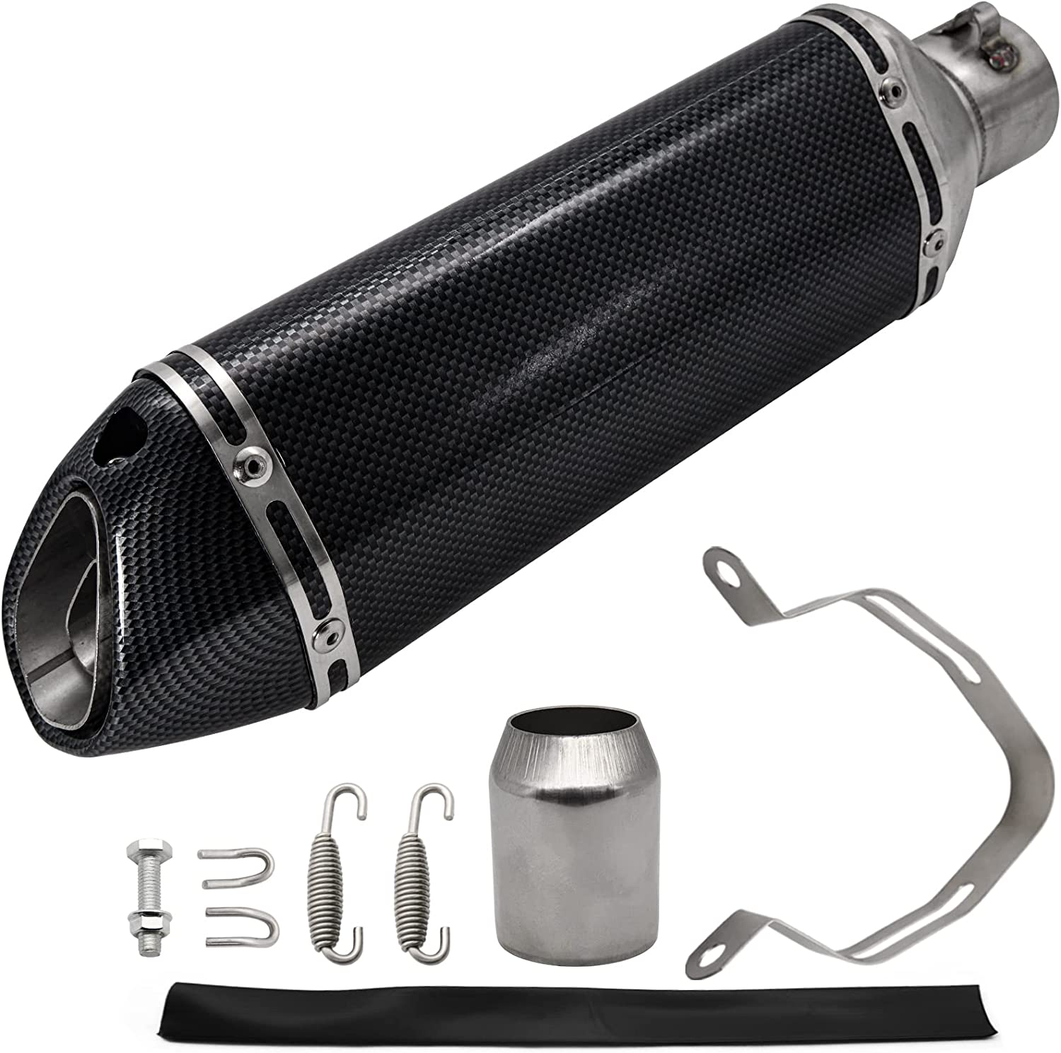 Motorcycle Slip on Exhaust Muffler,1.5-2″ Carbon Fiber Unversal Exhaust Slip