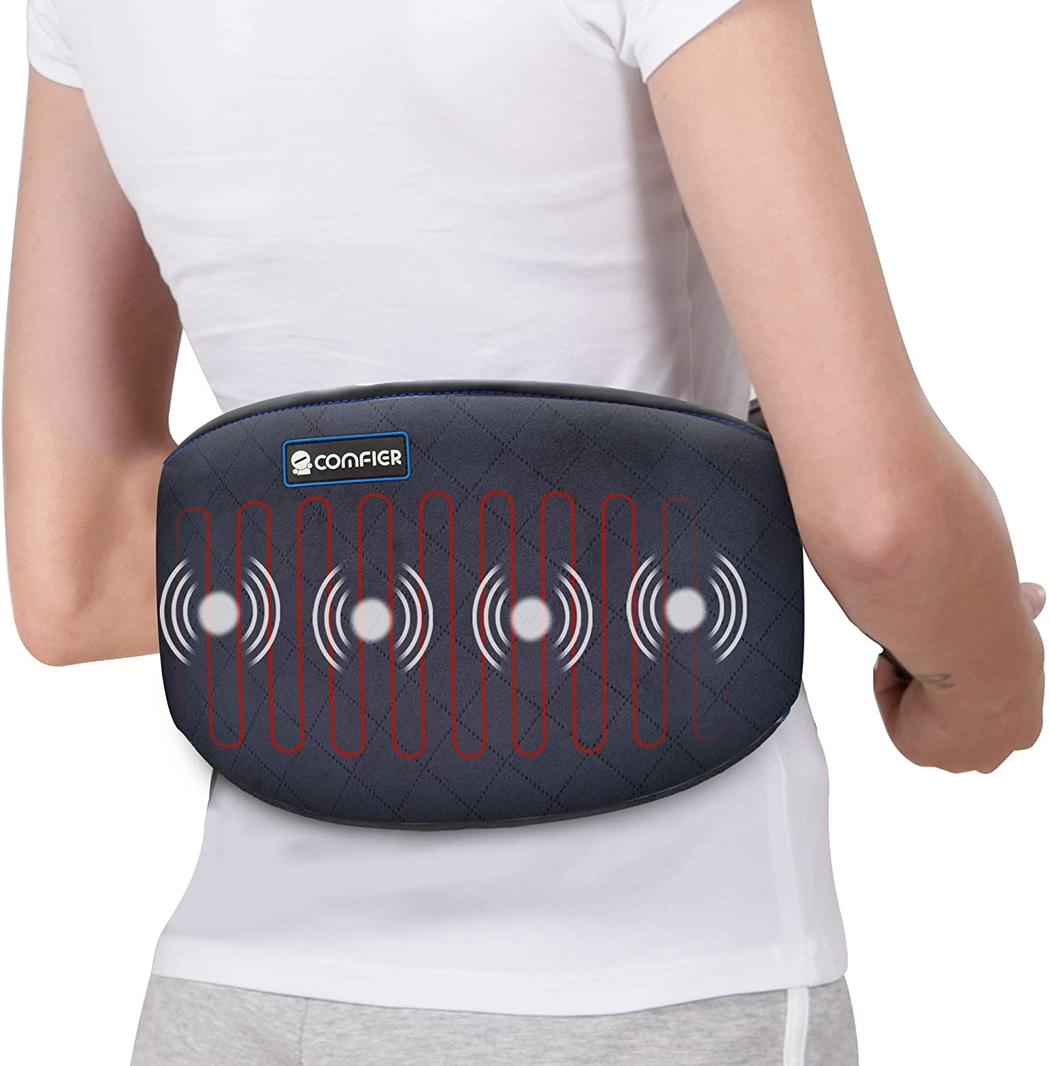 Comfier Heating Pad for Back Pain - Heat Belly Wrap Belt with Vibration Massage, Fast Heating Pads with Auto Shut Off, for Lumbar, Abdominal, Leg Cramps Arthritic Pain Relief, Gifts for Men Dad