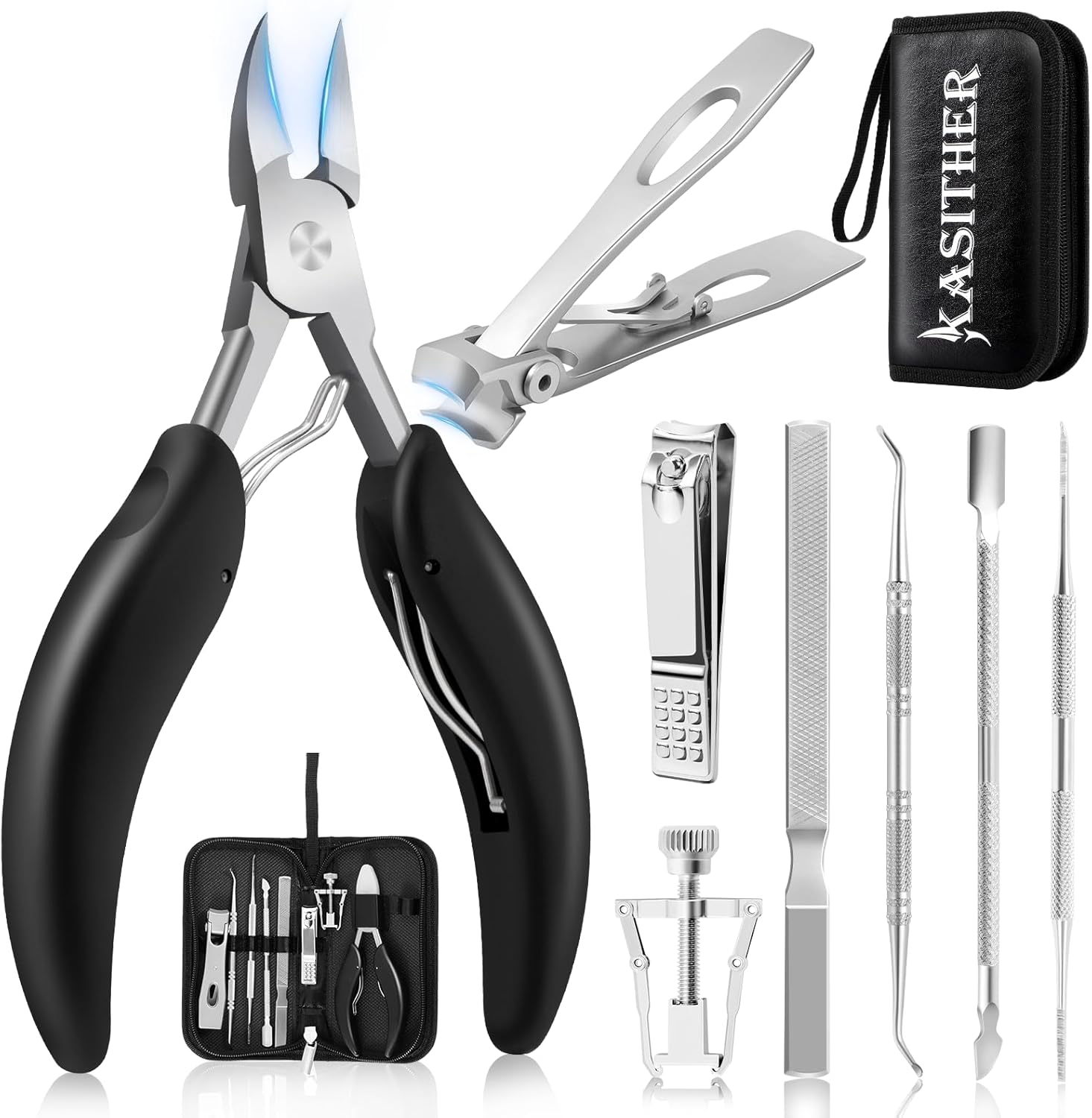 Ingrown Toenail Clippers Set for Thick Nails with Extended Handle