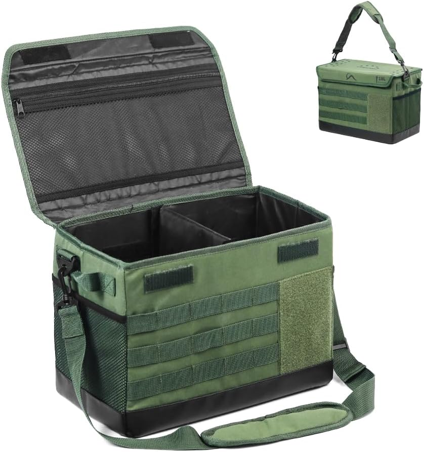 18L Camping Storage Bag, Multifunctional Waterproof Picnic Basket, Tent Stakes Organizer,With Adjustable Shoulder Strap for Hiking Cookware, Travel, Car