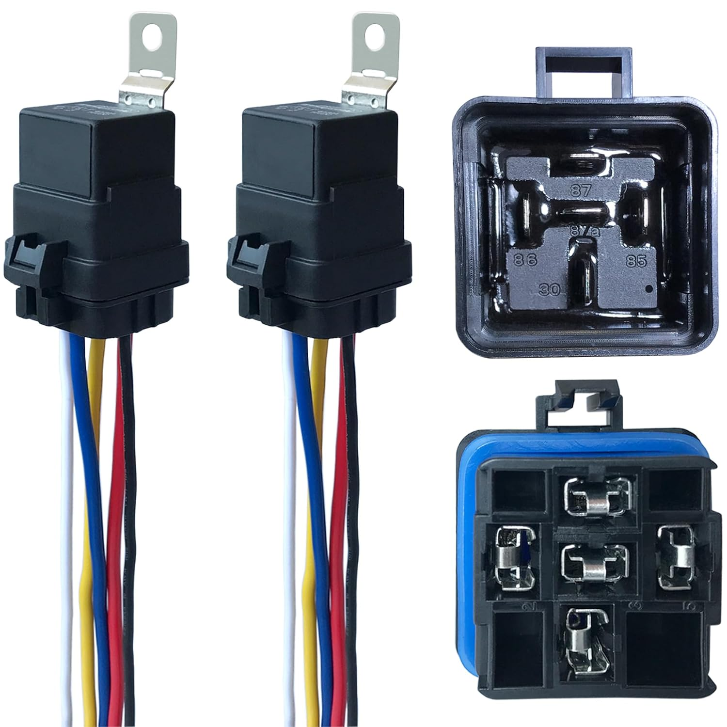 2 Pack 40/30 AMP 12V DC Waterproof Relay Kit with Heavy-Duty Pigtail 5-PIN SPDT