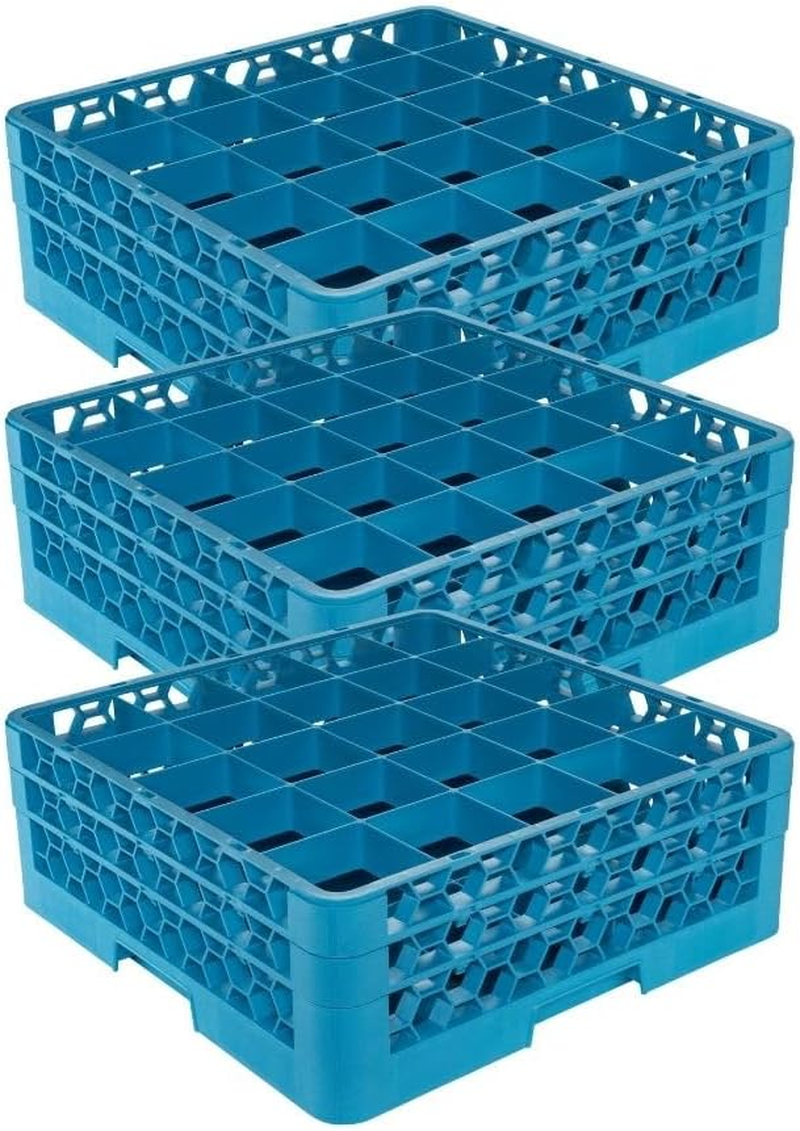 RG25-214 Opticlean 25 Compartment Glass Rack with 2 Extenders, Blue , 7.12