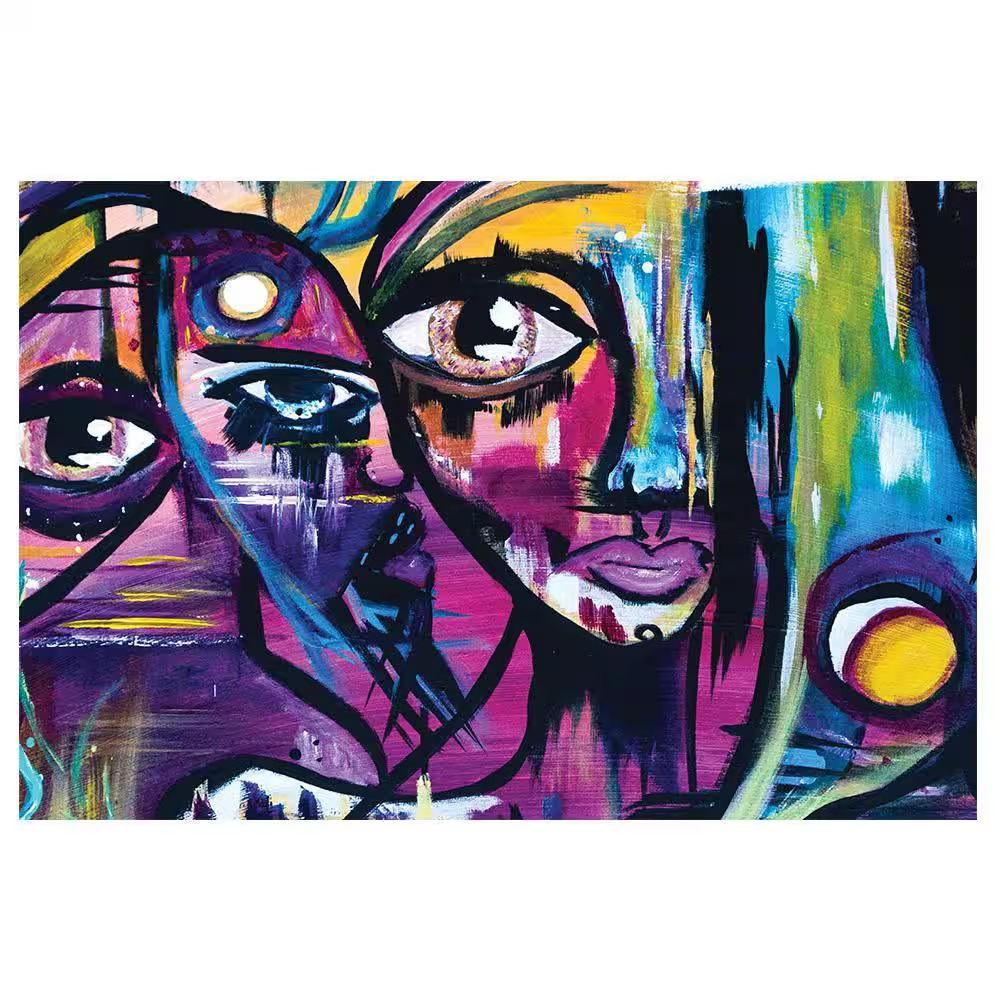 Abstract Art Faces by Sarah Wahl 1-Piece Unframed Canvas Drawing Print Abstract Poster Art Print 16 In. X 20 In.