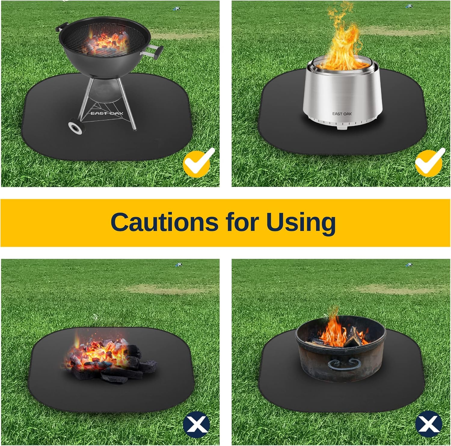 EAST OAK 36'' Fire Pit Mat for Low Smoke Outdoor Firepit Wood Burning Campfir... - Picture 8 of 14