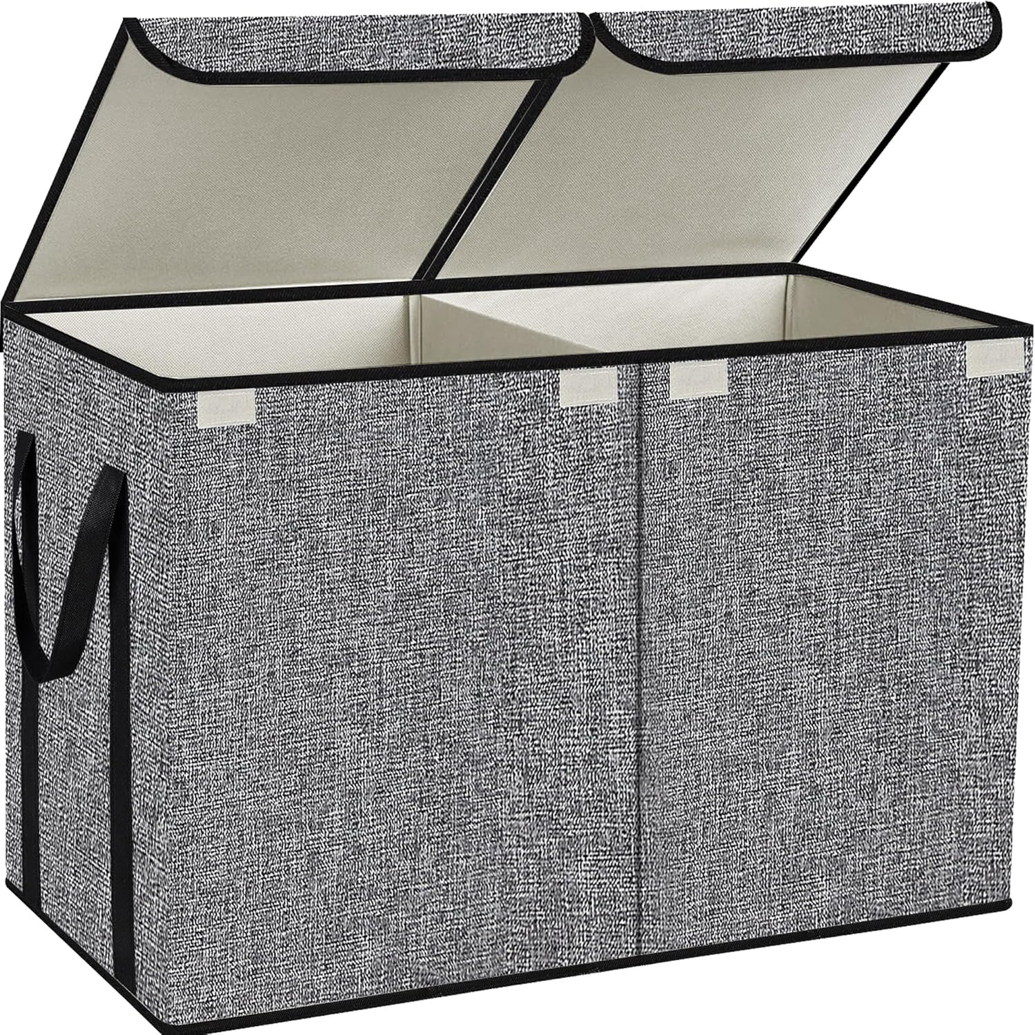 YOLOXO Large Kids Toy Box Chest Storage Organizer with Double Flip-Top Lid - Co