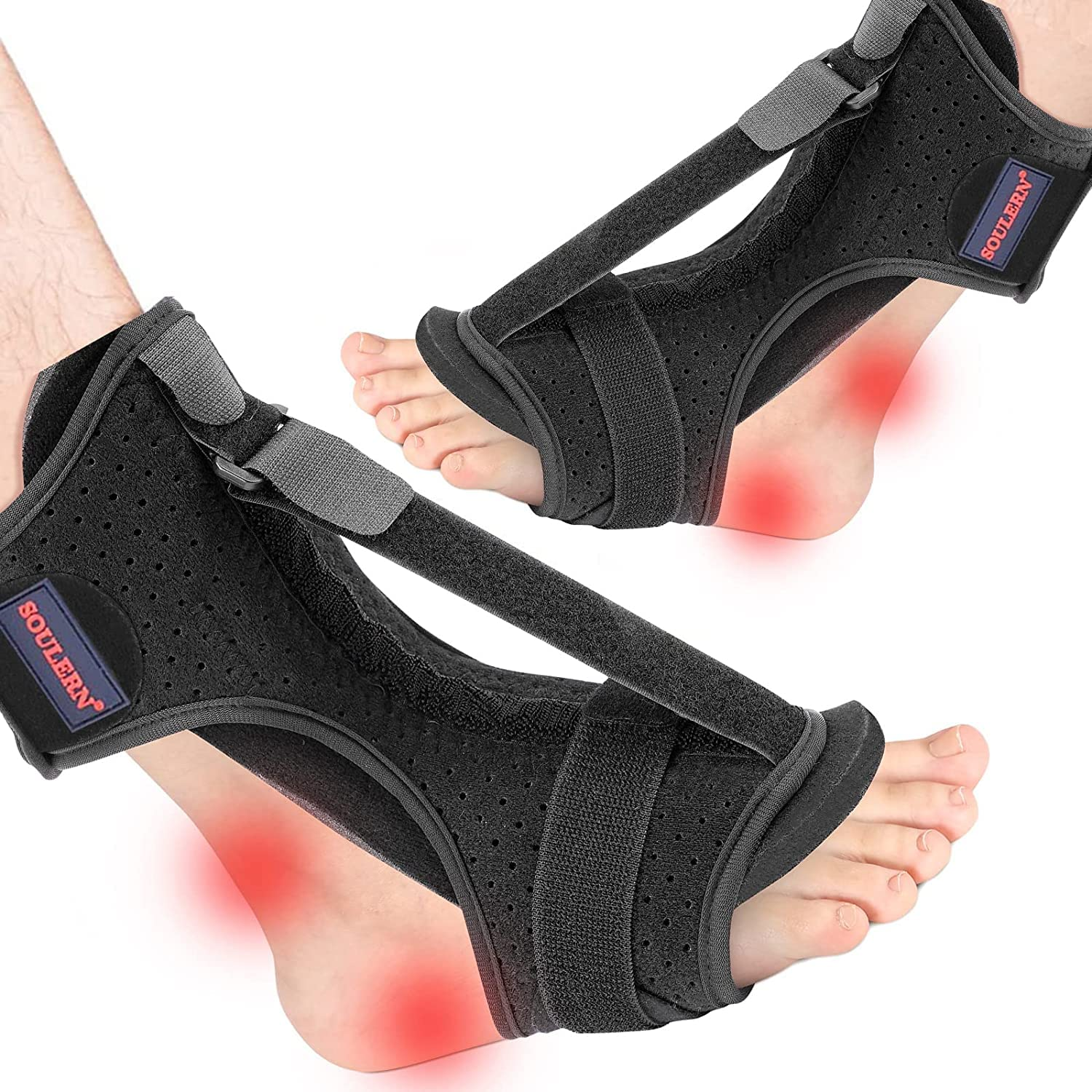 2 Pack Plantar Fasciitis Night Splint Drop Foot Orthotic Brace, Adjustable Plantar Fasciitis Brace, Improved Dorsal Night Splint for Effective Relief from Plantar Fasciitis